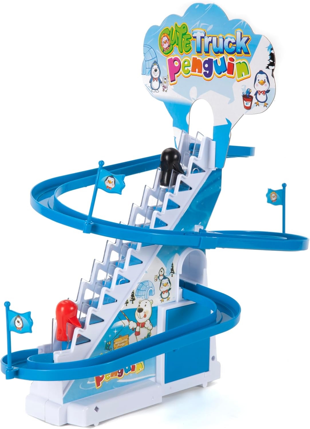 image:imageARSUK Penguin Race Game Toy Playful Musical Roller Coaster Track Playset with Music amp LED Flashing Lights OnOff Button for Toddlers and Kids Gift