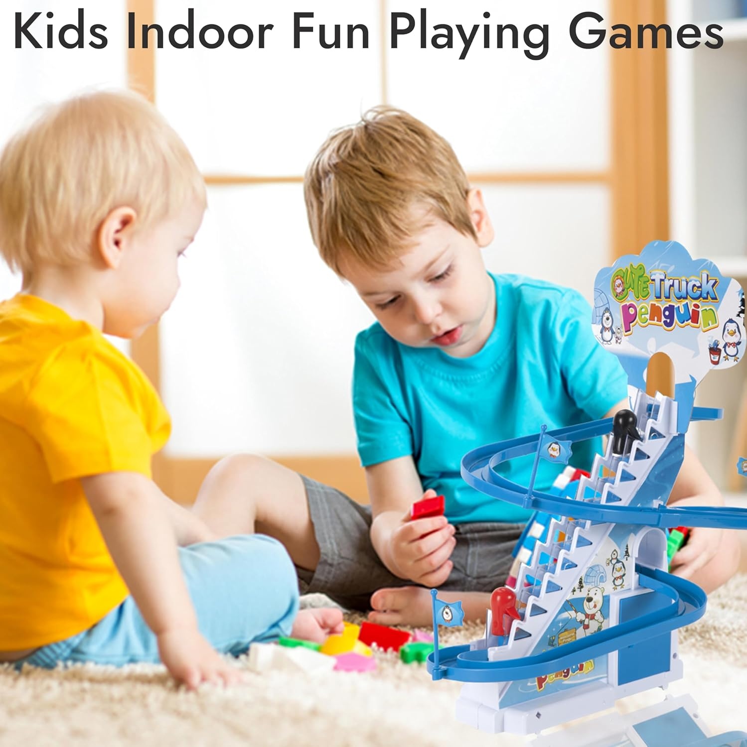 image:imageARSUK Penguin Race Game Toy Playful Musical Roller Coaster Track Playset with Music amp LED Flashing Lights OnOff Button for Toddlers and Kids Gift