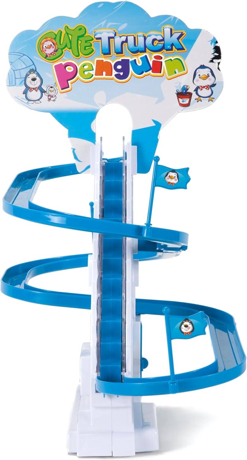 image:imageARSUK Penguin Race Game Toy Playful Musical Roller Coaster Track Playset with Music amp LED Flashing Lights OnOff Button for Toddlers and Kids Gift