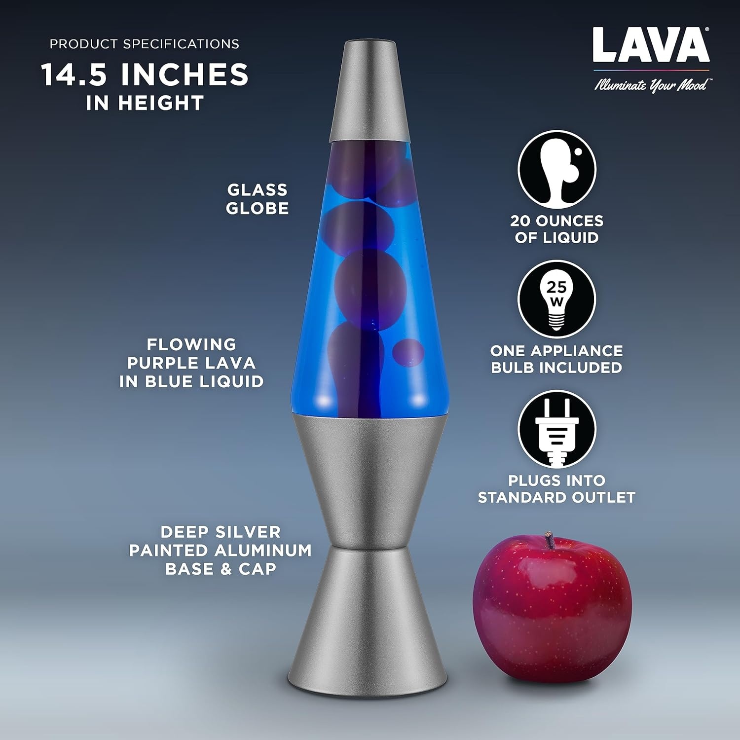image:imageLava Lamp 145 Cosmic Wave The Original Motion Light Purple Wax and Blue Liquid Item 2633 Amazon ExclusiveBlue