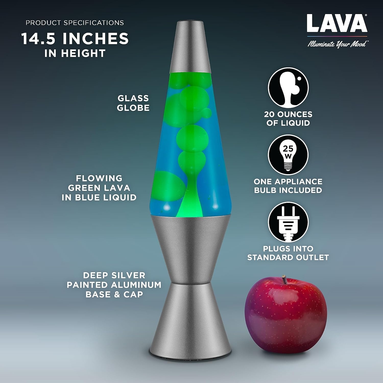 image:imageLava Lamp 145 Cosmic Wave The Original Motion Light Purple Wax and Blue Liquid Item 2633 Amazon ExclusiveGreen