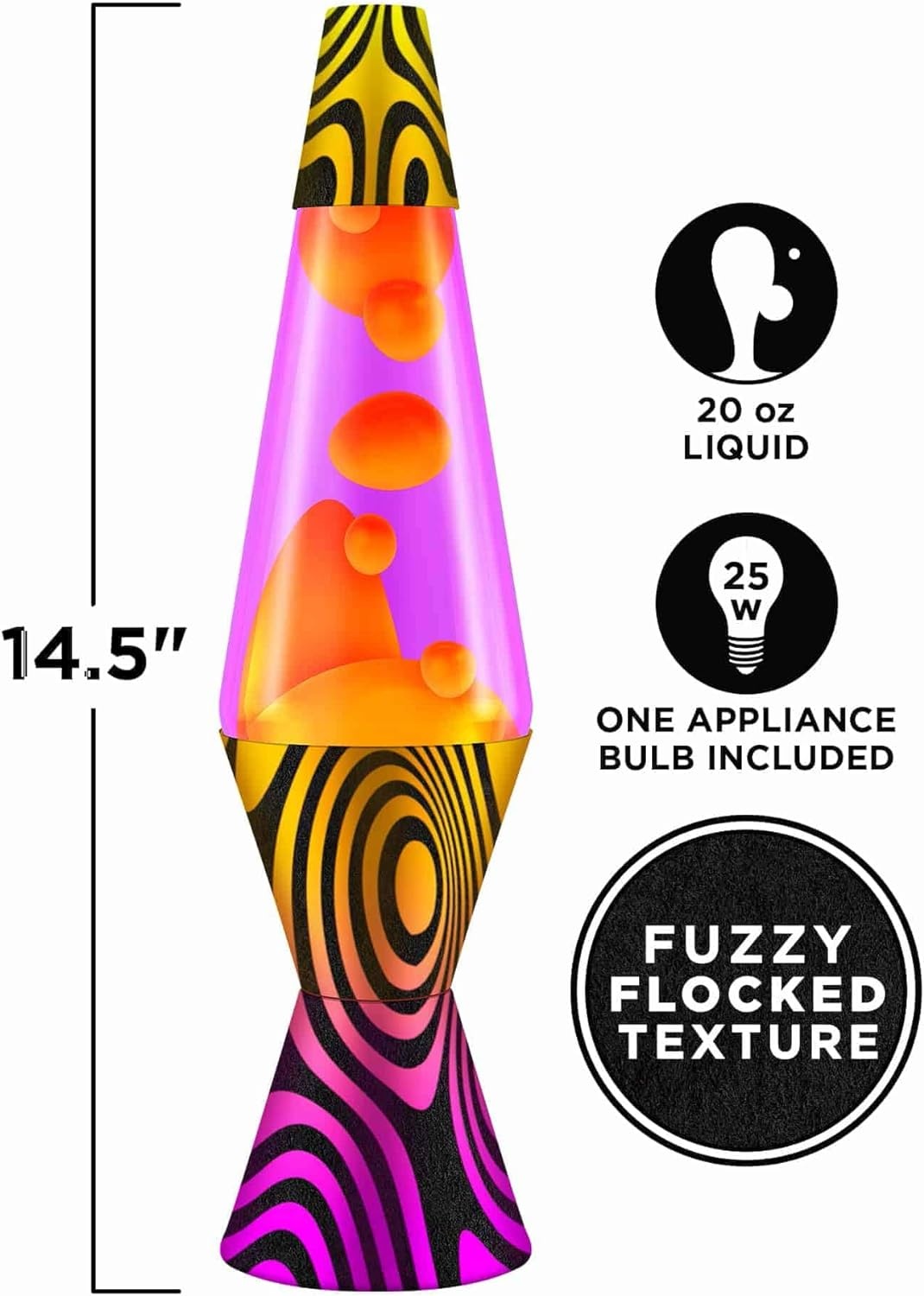 image:imageLava Lamp 145 Groovy Gradient Flocked Base The Original Motion Light Yellow Wax and Purple Liquid Item 2015145