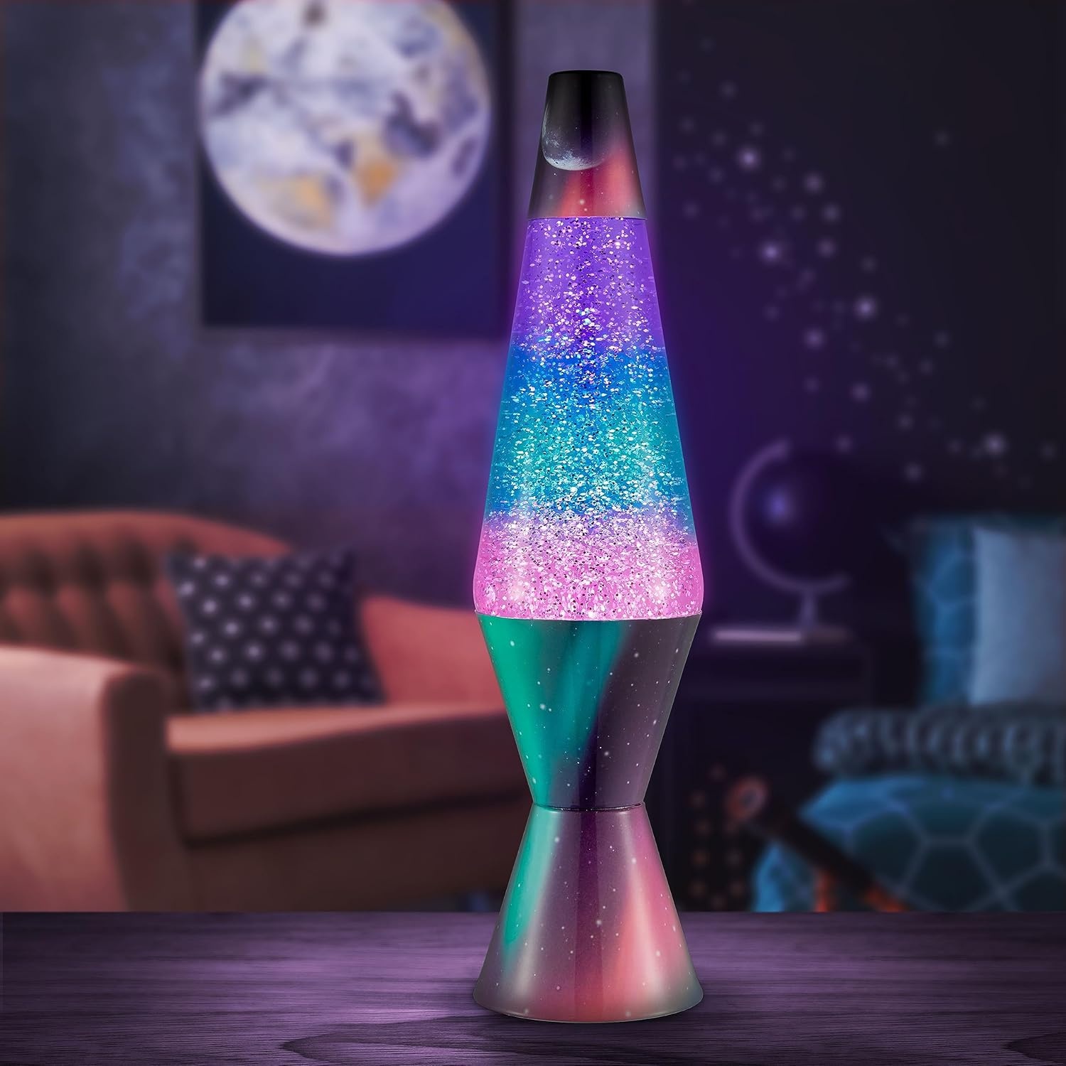 image:imageLava Lamp 145 Polar Glimmer The Original Motion Light Silver Glitter Multicolor Base and Globe Item 2048 Amazon ExclusivePack of 1