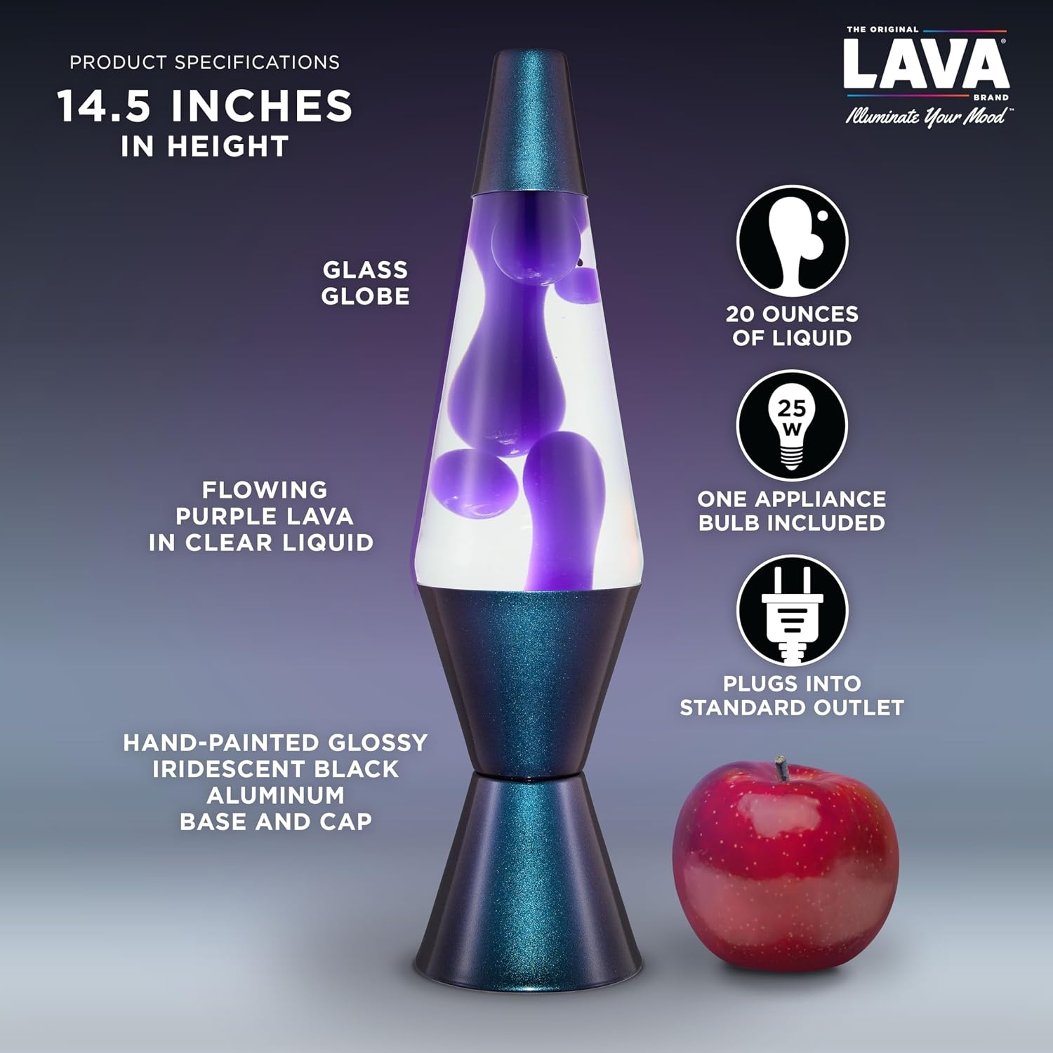 image:imageLava The Original Lamp 145 Black Iris Classic Liquid Motion Lamp Purple Wax and Clear Liquid Item 2425 Amazon Exclusive