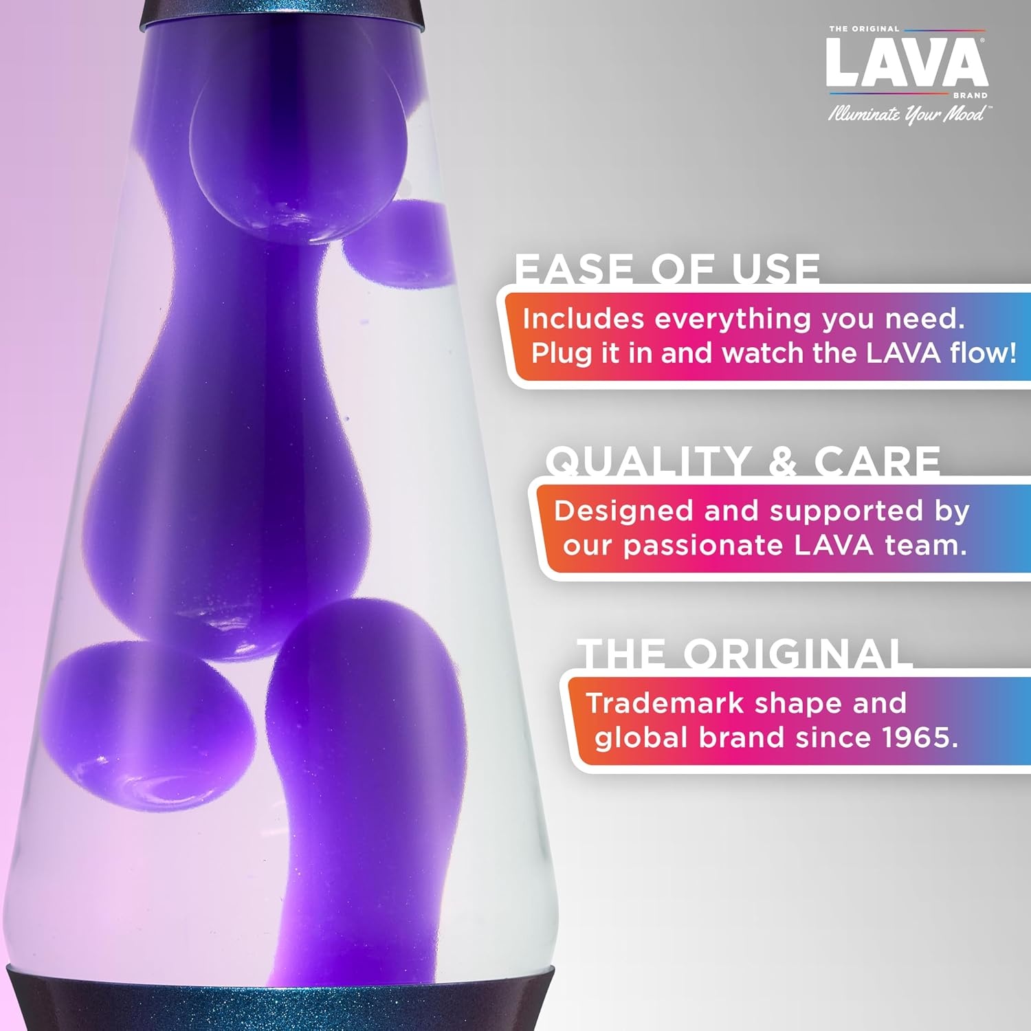 image:imageLava The Original Lamp 145 Black Iris Classic Liquid Motion Lamp Purple Wax and Clear Liquid Item 2425 Amazon Exclusive