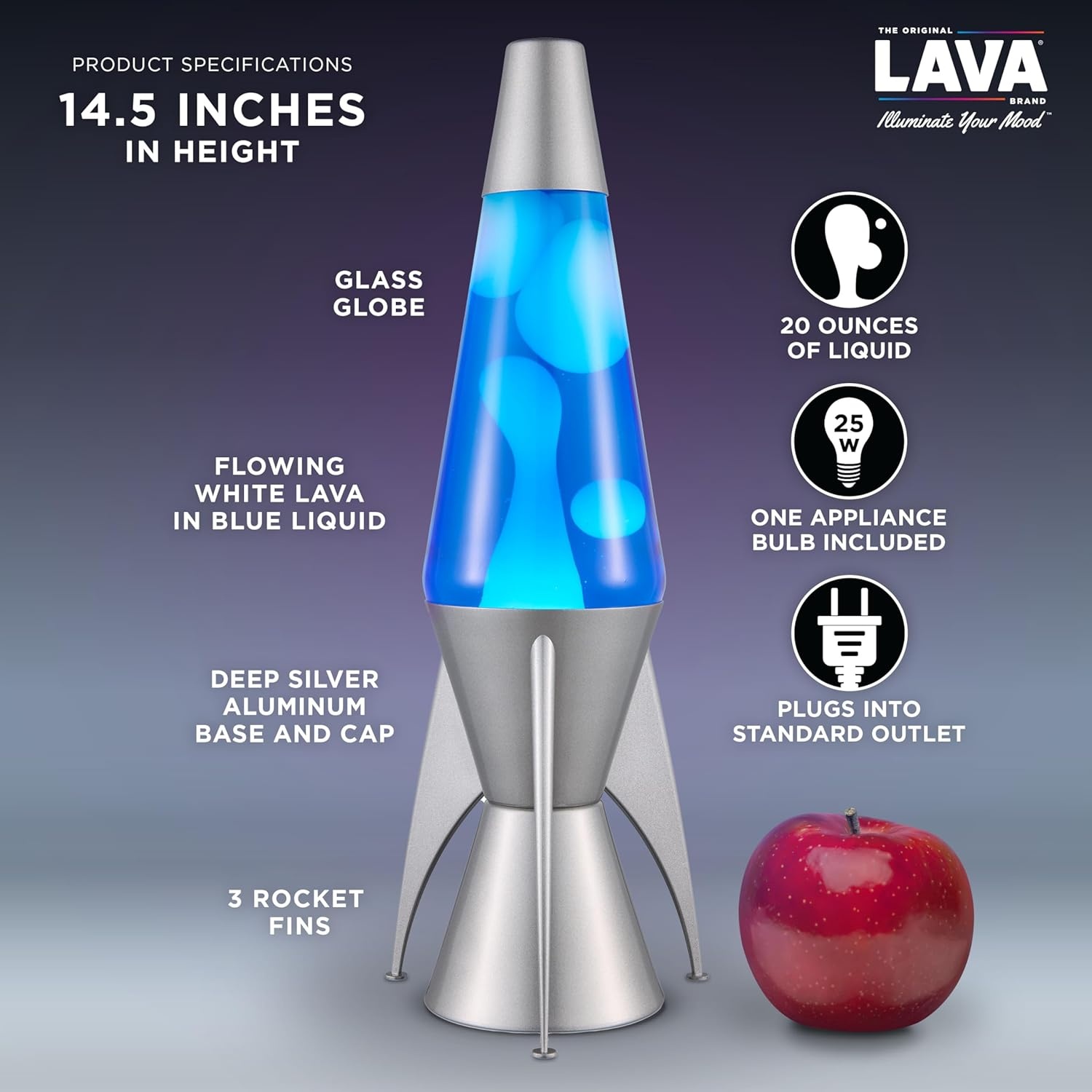 image:imageLava The Original Lamp 145 Gray Stratosphere Retro Rocket Liquid Motion Lamp White and Blue Liquid Item 2390 Amazon ExclusiveBlue