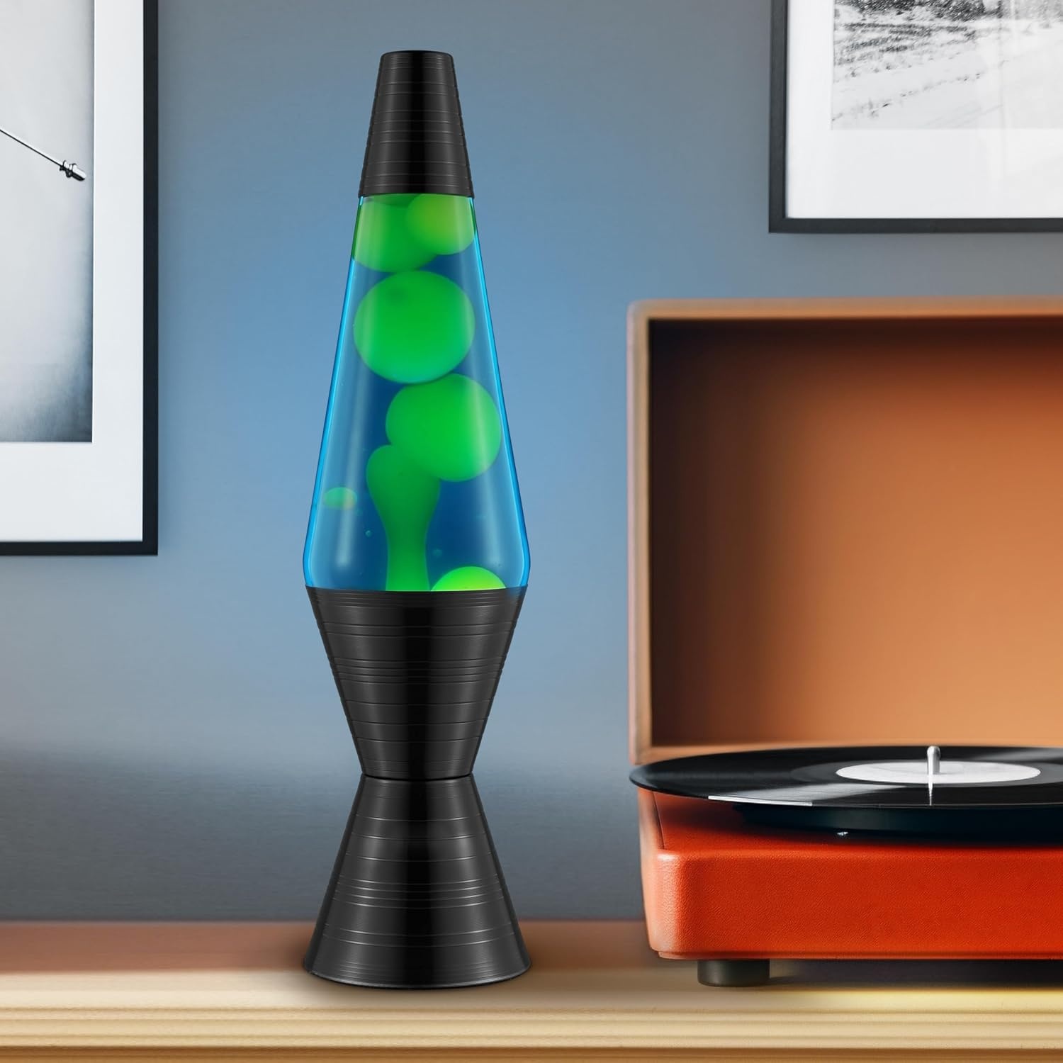 image:imageLava The Original Lamp 145 Vinyl Record Grooved Base Classic Liquid Motion Lamp Yellow and Blue Liquid Item 2020 Amazon ExclusiveBlue