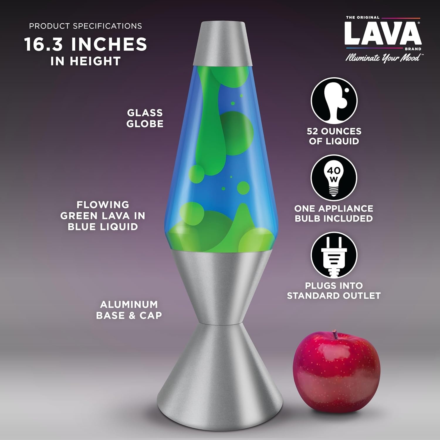 image:imageLava The Original Lamp 163 Emerald Tide Classic Liquid Motion Lamp Yellow Wax and Blue Liquid Item 5139 Amazon ExclusiveGreen