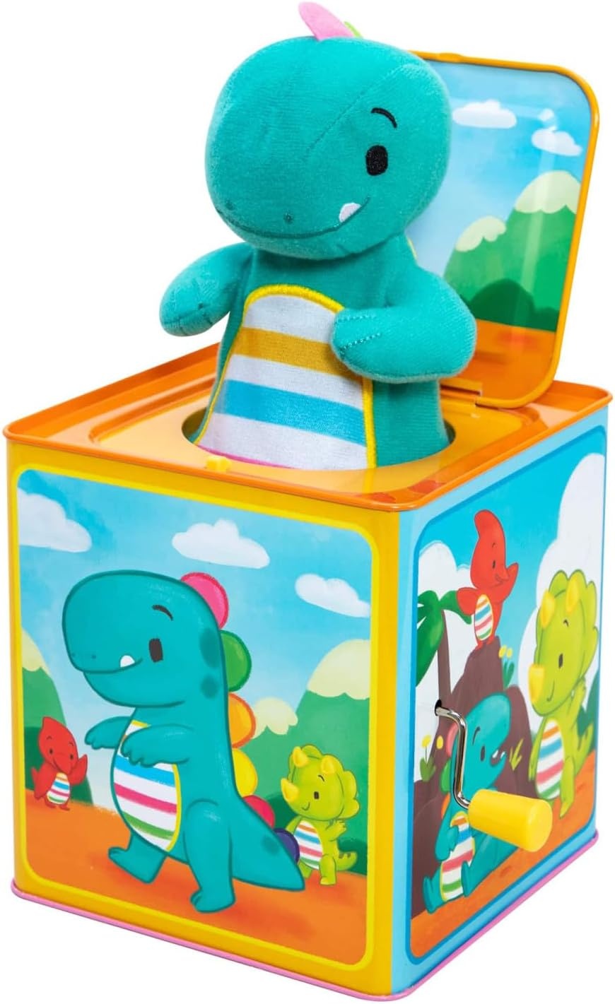 image:imageSchylling Brand Baby Dino Jack in The Box Classic Tin Musical Popping Toy Ages 18 Months to 4 Years