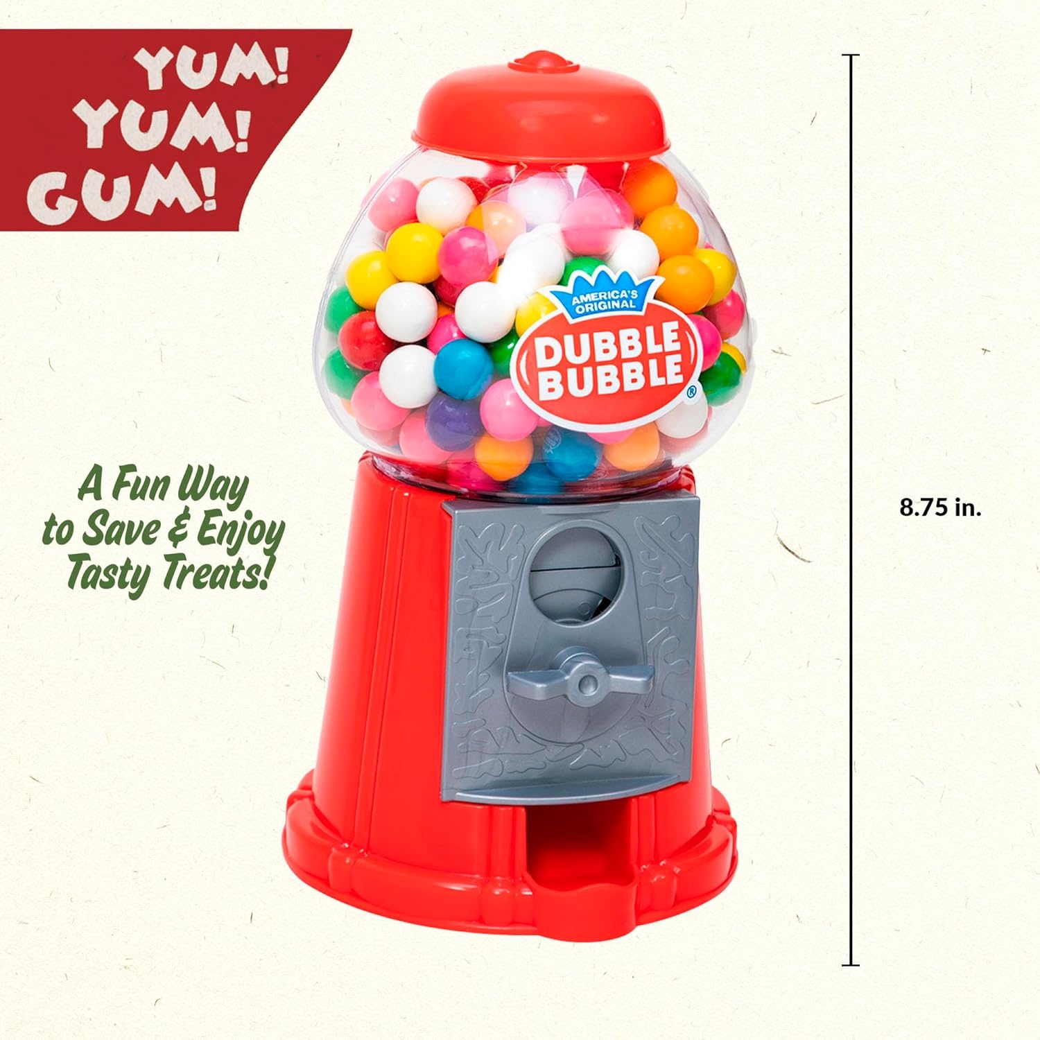 image:imageSchylling Brand Classic Retro Gumball Coin Bank 85 Tall Includes 45 Dubble Bubble Gumballs Ages 3