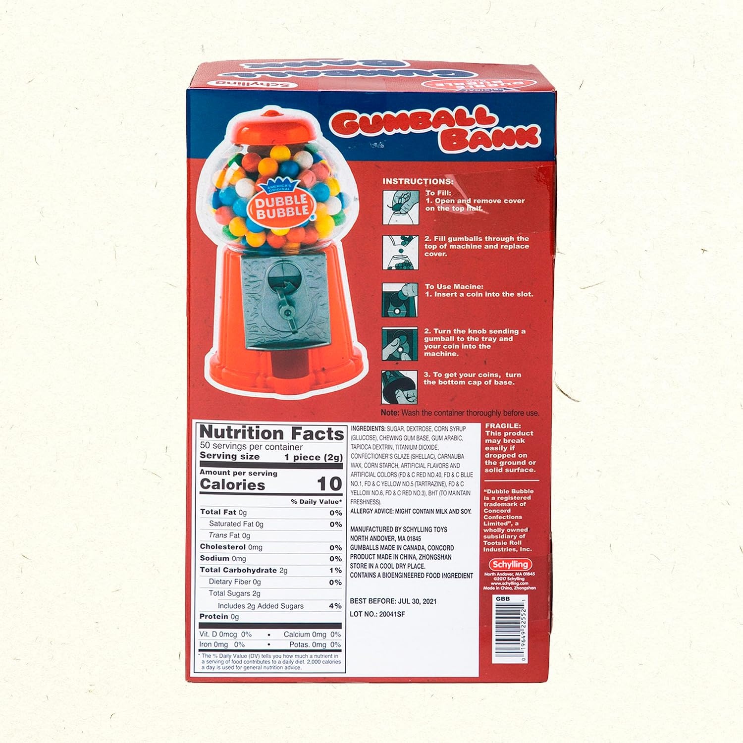 image:imageSchylling Brand Classic Retro Gumball Coin Bank 85 Tall Includes 45 Dubble Bubble Gumballs Ages 3