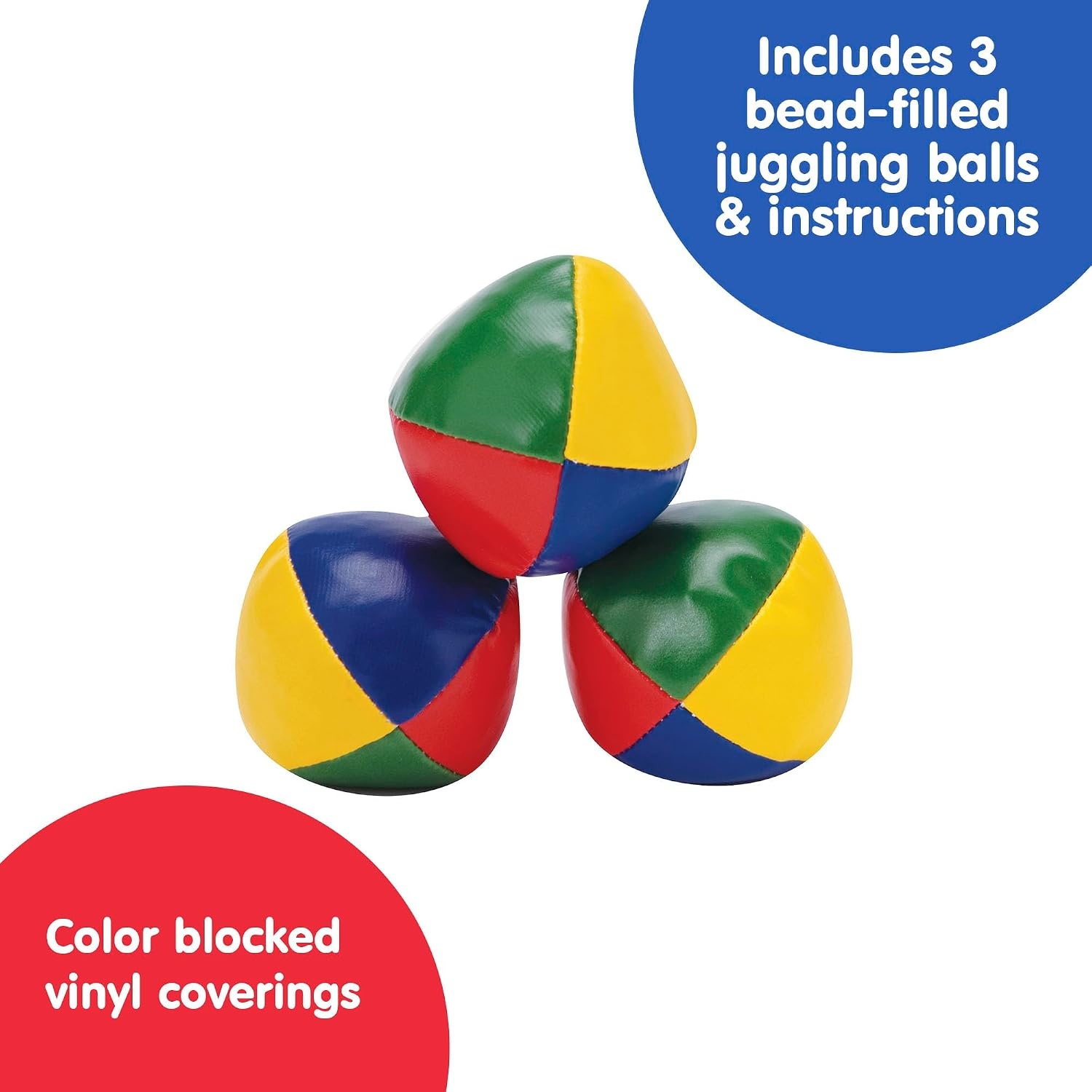 image:imageSchylling Classic Juggling Balls Colorful Vinyl TossandCatch Balls with Bead Filling Includes 3 Balls and Instructions Ages 5 and Up Three Piece Set