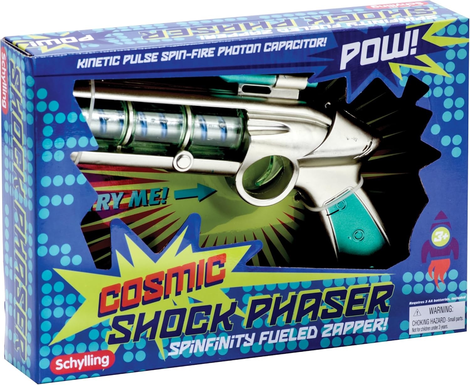 image:imageSchylling Cosmic Shock Phaser Kids Blaster Toy for Pretend Play Lights Up and Spins Ages 3 and Up