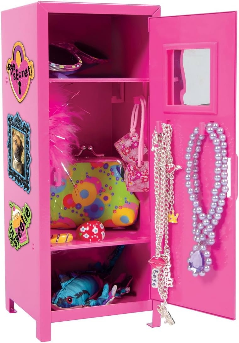 image:imageSchylling Girls Talk Pink Mini Locker 1125 Decorative Metal Storage Locker with 17 MixandMatch Magnets Lock and Keys Ages 412