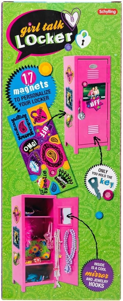 image:imageSchylling Girls Talk Pink Mini Locker 1125 Decorative Metal Storage Locker with 17 MixandMatch Magnets Lock and Keys Ages 412