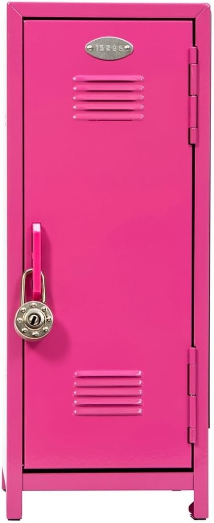 image:imageSchylling Girls Talk Pink Mini Locker 1125 Decorative Metal Storage Locker with 17 MixandMatch Magnets Lock and Keys Ages 412