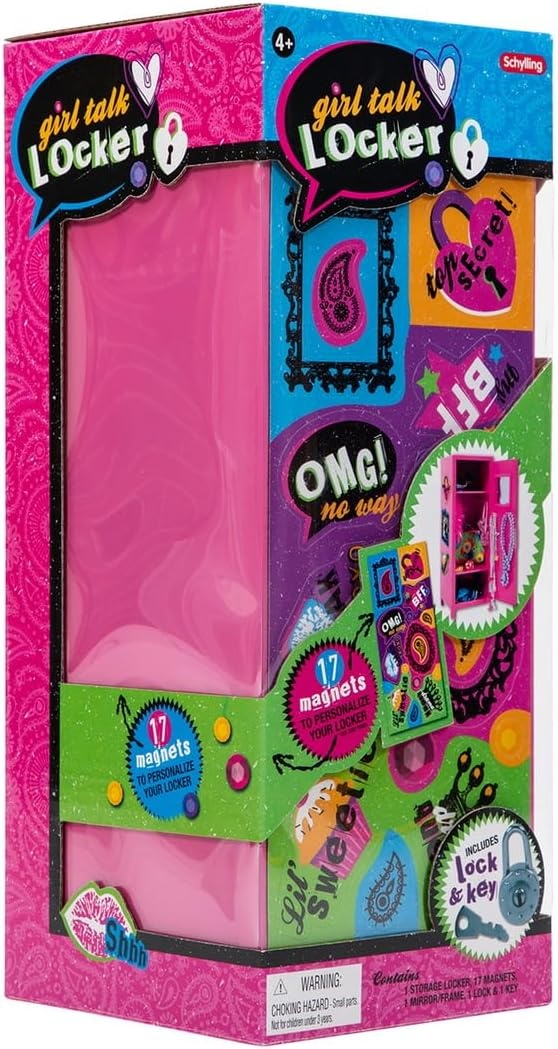 image:imageSchylling Girls Talk Pink Mini Locker 1125 Decorative Metal Storage Locker with 17 MixandMatch Magnets Lock and Keys Ages 412