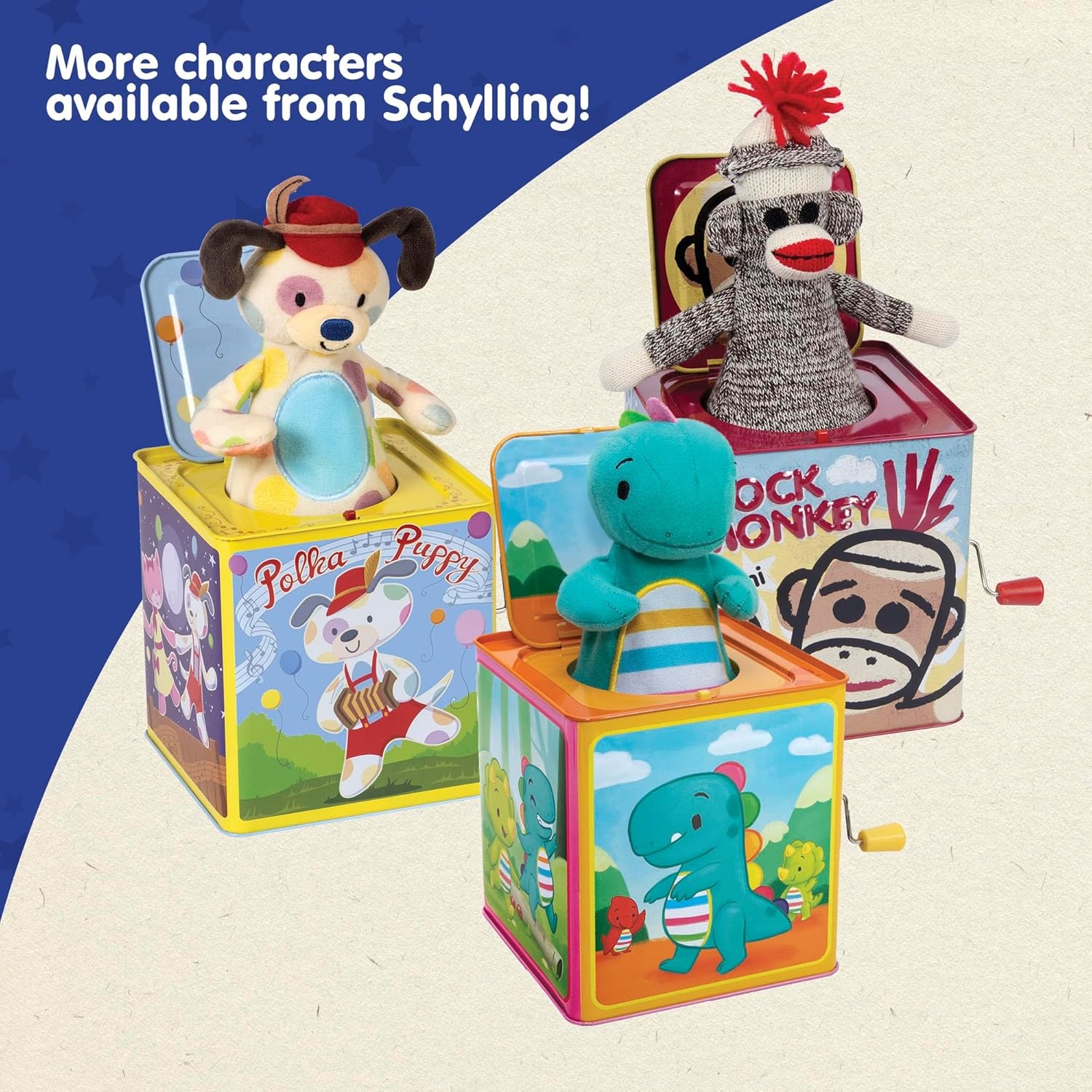 image:imageSchylling Jester Jack in the Box Classic Childrens Musical Toy Colorful and Durable Tin Box with Silly Jester Plush Age 18 months and Up