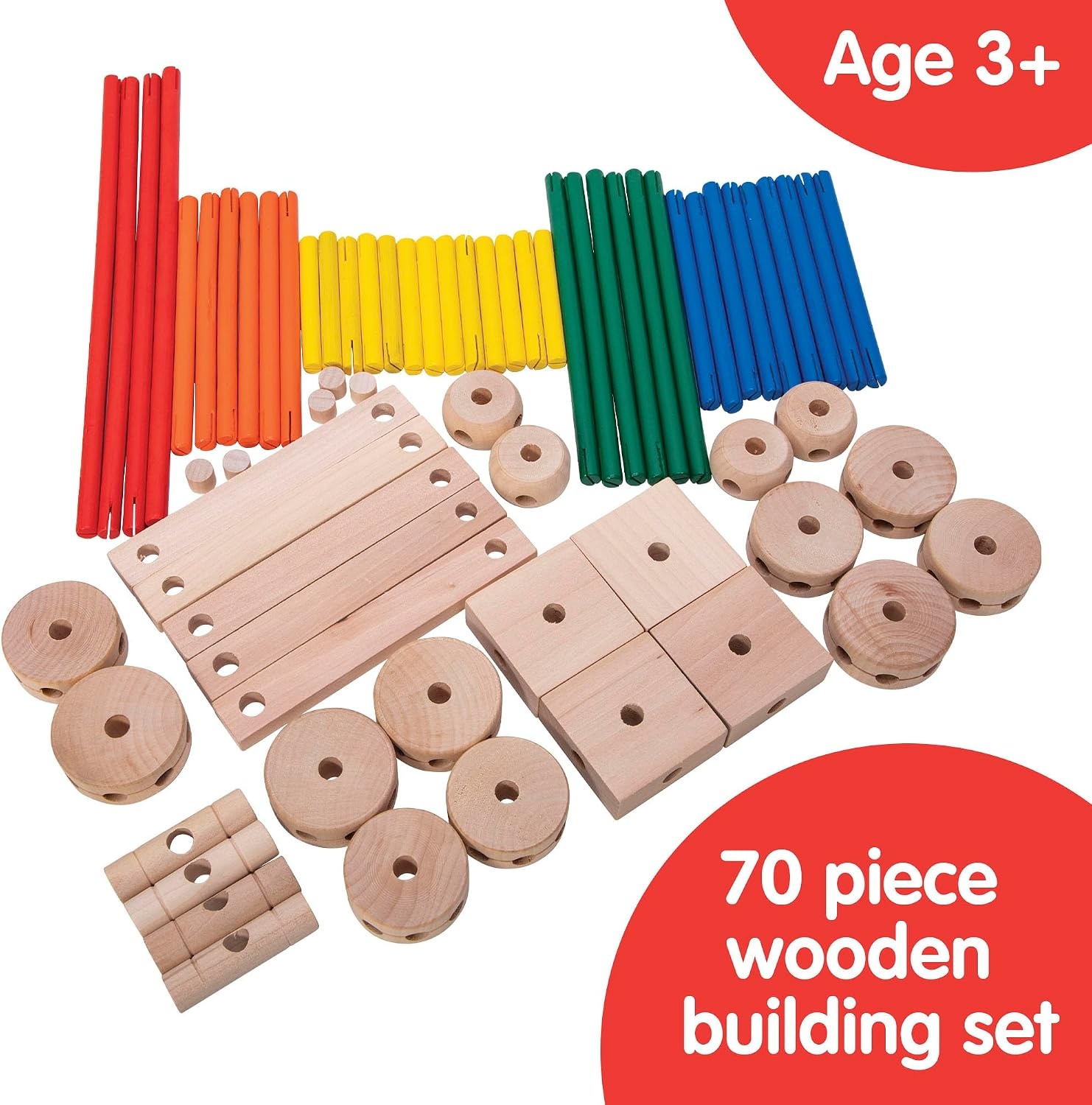 image:imageSchylling MKT Super Makit Classic Wood Construction Toy 3 years 70Pieces 1 EA