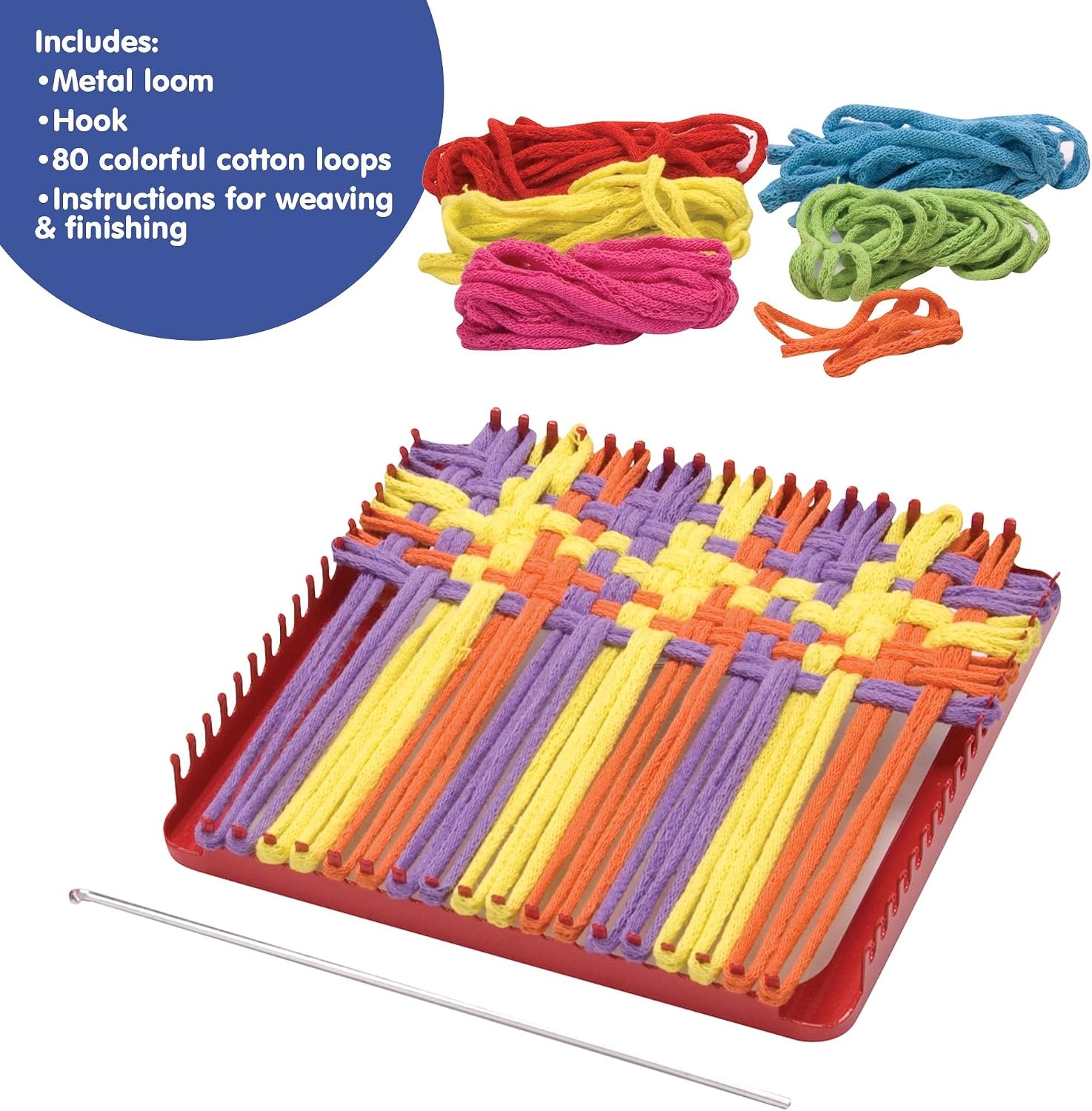 image:imageSchylling Metal Pot Holder Loom Kit Classic Durable Weaving Frame to Make Pot Holders Includes Loom Hook Instructions and 80 Colorful Cotton Loops Ages 5 and Up