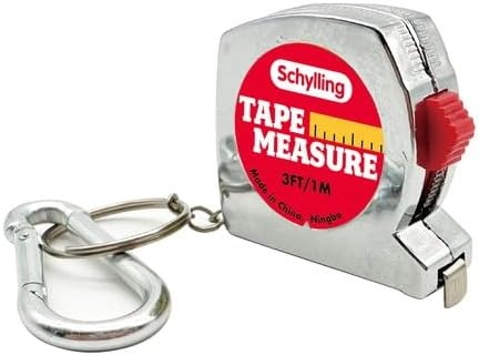 image:imageSchylling Mini Tape Measure 15 Real Working 3 Foot Long Retractable PocketSized Tape Measure Includes Carabiner Clip and Chain Ages 3 and Up