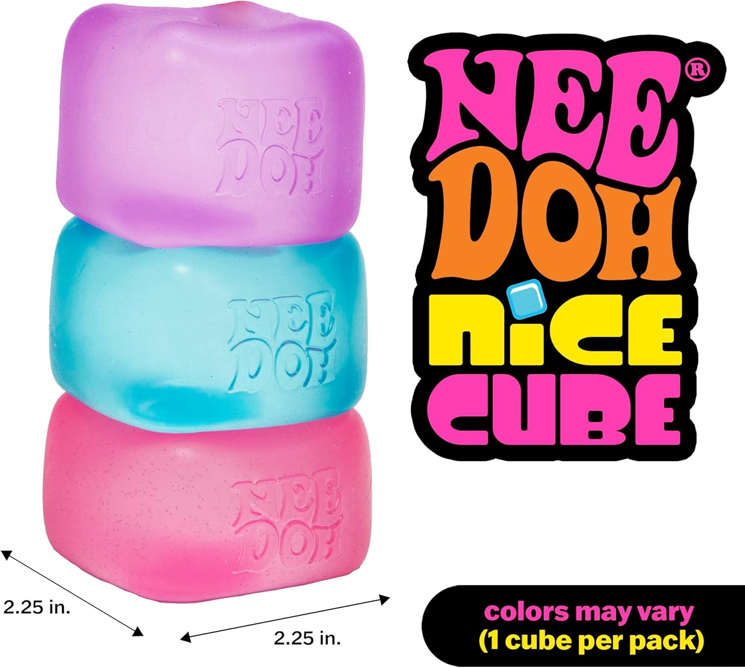 image:imageSchylling NeeDoh Gumdrop Textured Sensory Toy with Super Solid Squish 25 Tall Colors May Vary Pack of 1Nice Cube