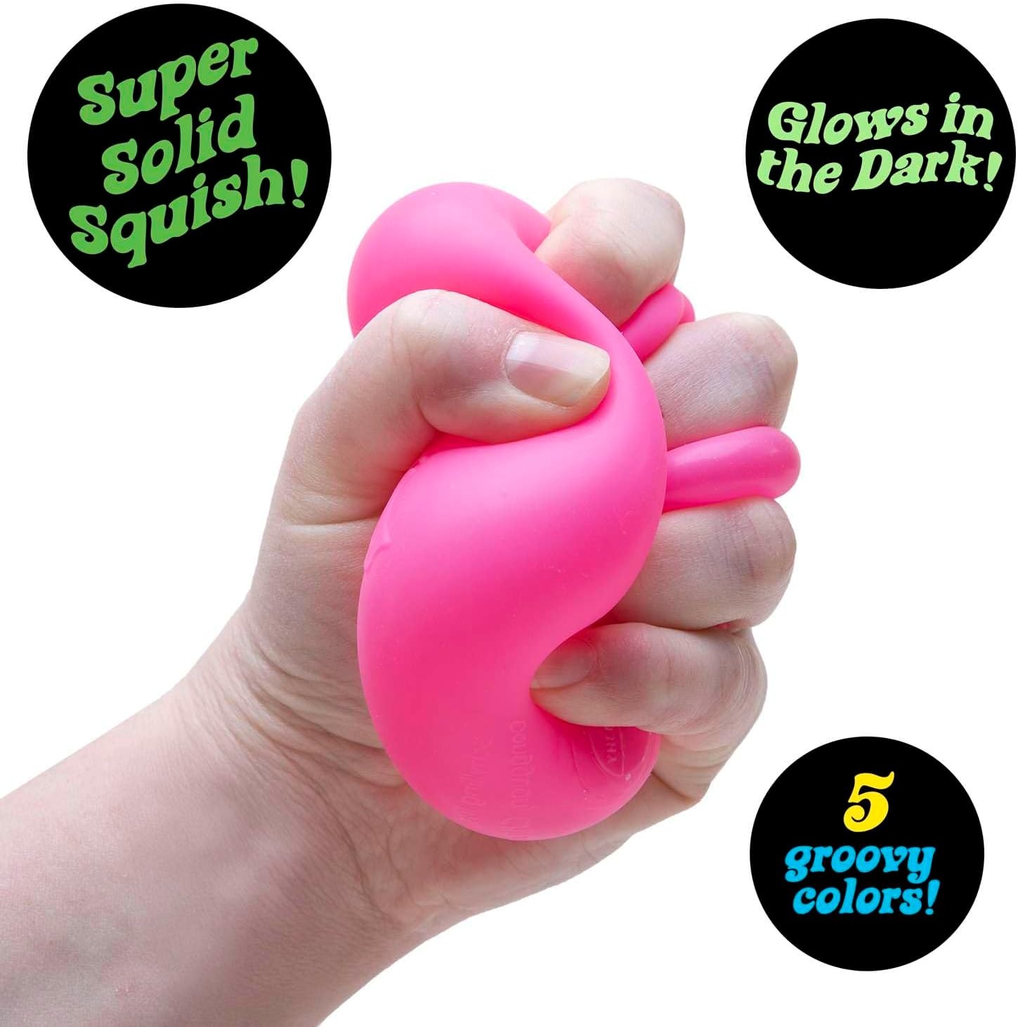 image:imageSchylling NeeDoh Nice Cube Glow Squeeze Toy with a Super Solid Squish Glows in The Dark 225 Cube Color May Vary Pack of 1