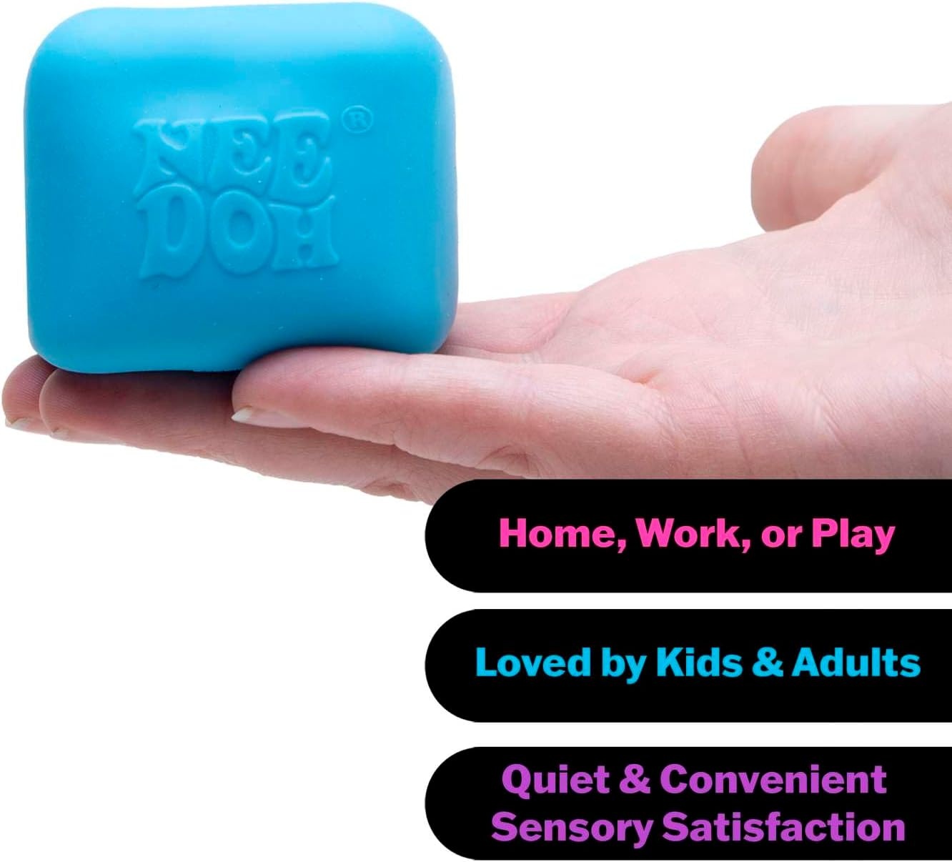 image:imageSchylling NeeDoh Nice Cube Glow Squeeze Toy with a Super Solid Squish Glows in The Dark 225 Cube Color May Vary Pack of 1
