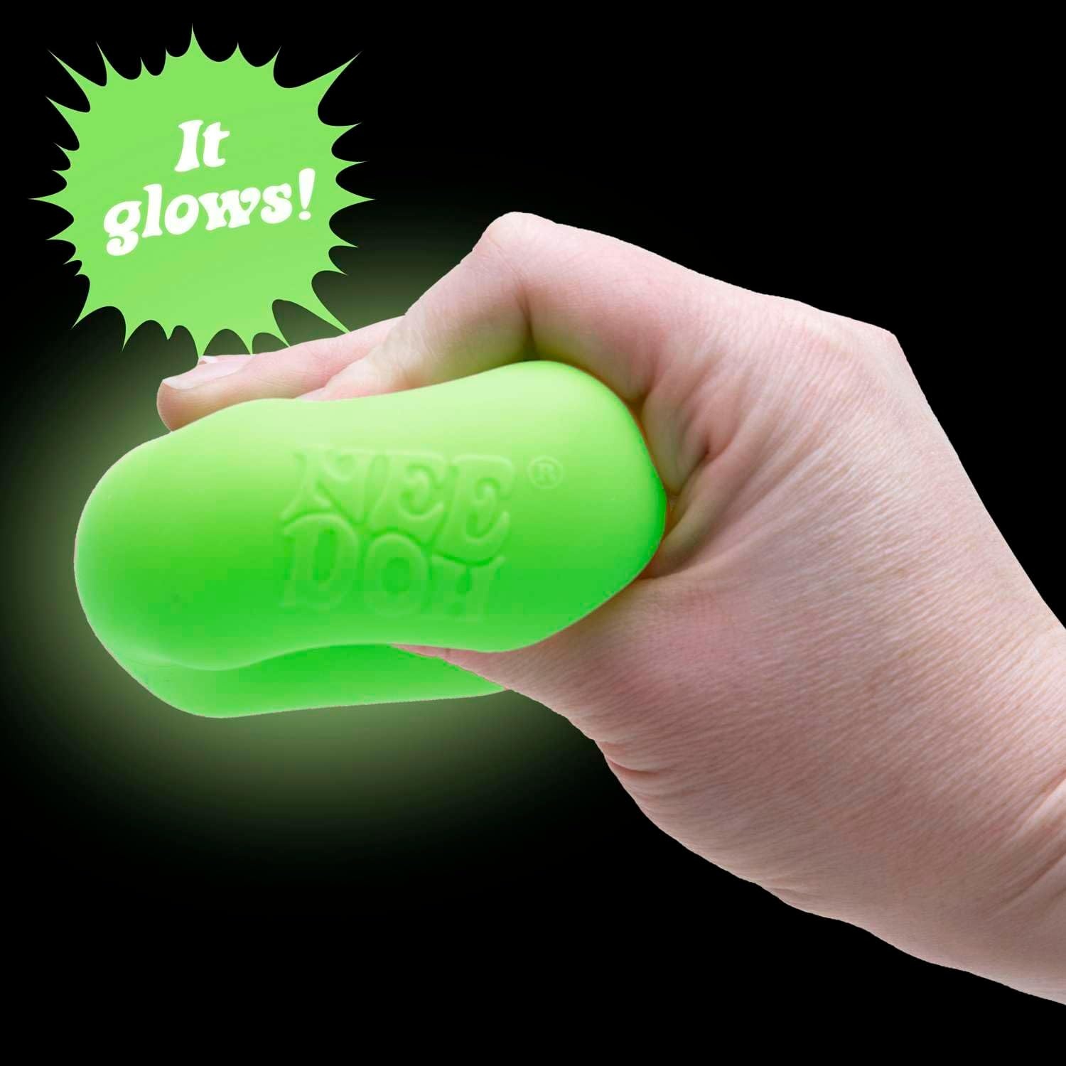 image:imageSchylling NeeDoh Nice Cube Glow Squeeze Toy with a Super Solid Squish Glows in The Dark 225 Cube Color May Vary Pack of 1