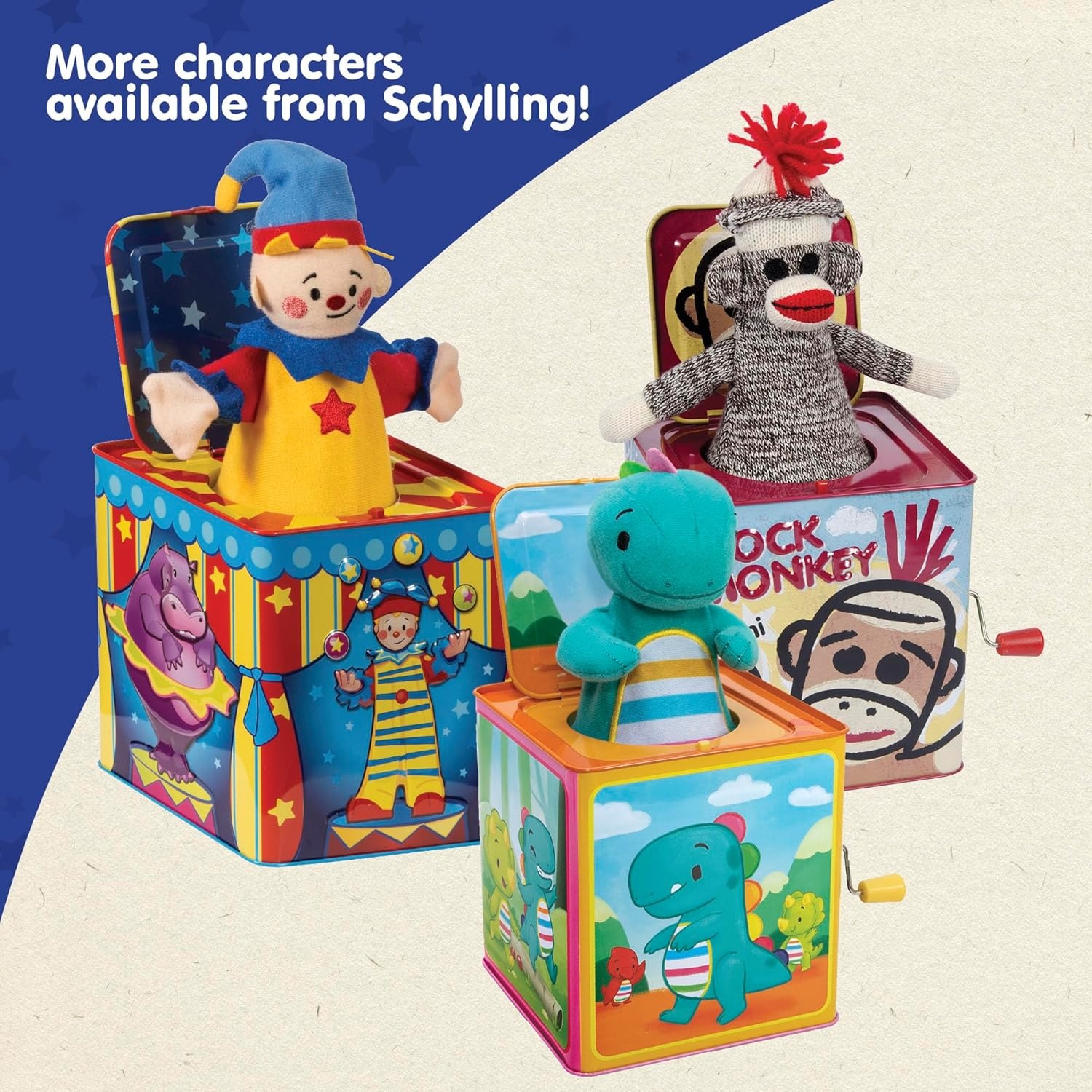 image:imageSchylling Polka Puppy Jack in the Box Classic Childrens Musical Toy that Dances Colorful Embossed Tin Box and Lovable Puppy Plush Age 18 months and Up