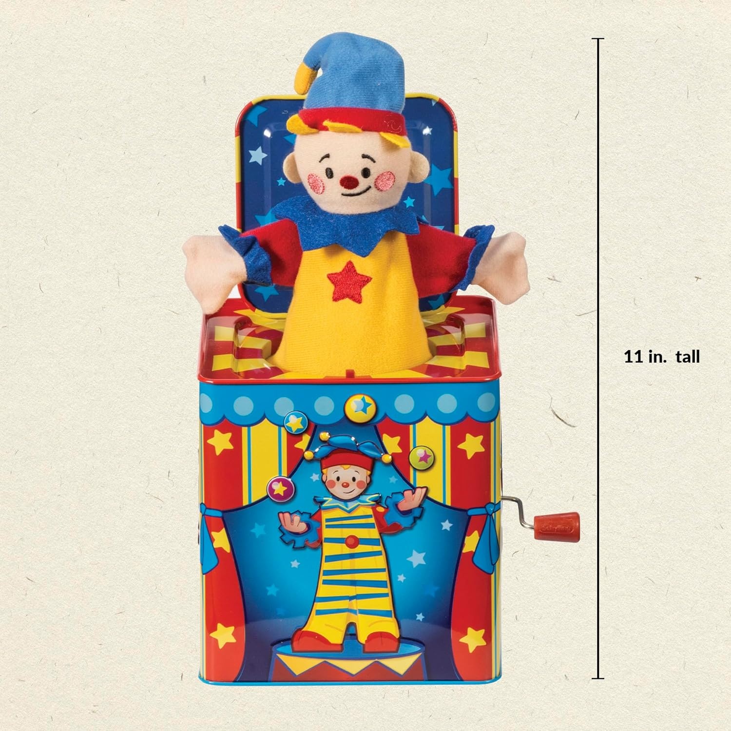 image:imageSchylling Silly Circus Jack in the Box Classic Childrens Musical Toy Colorful Embossed Tin Box and Friendly Plush Age 18 months and Up