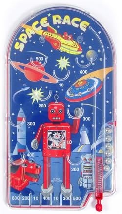 image:imageSchylling Space Race Pinball Game Portable Retro Pinball Toy Sturdy Construction with Lever Metal Balls and Classic Space Design Ages 3 and Up