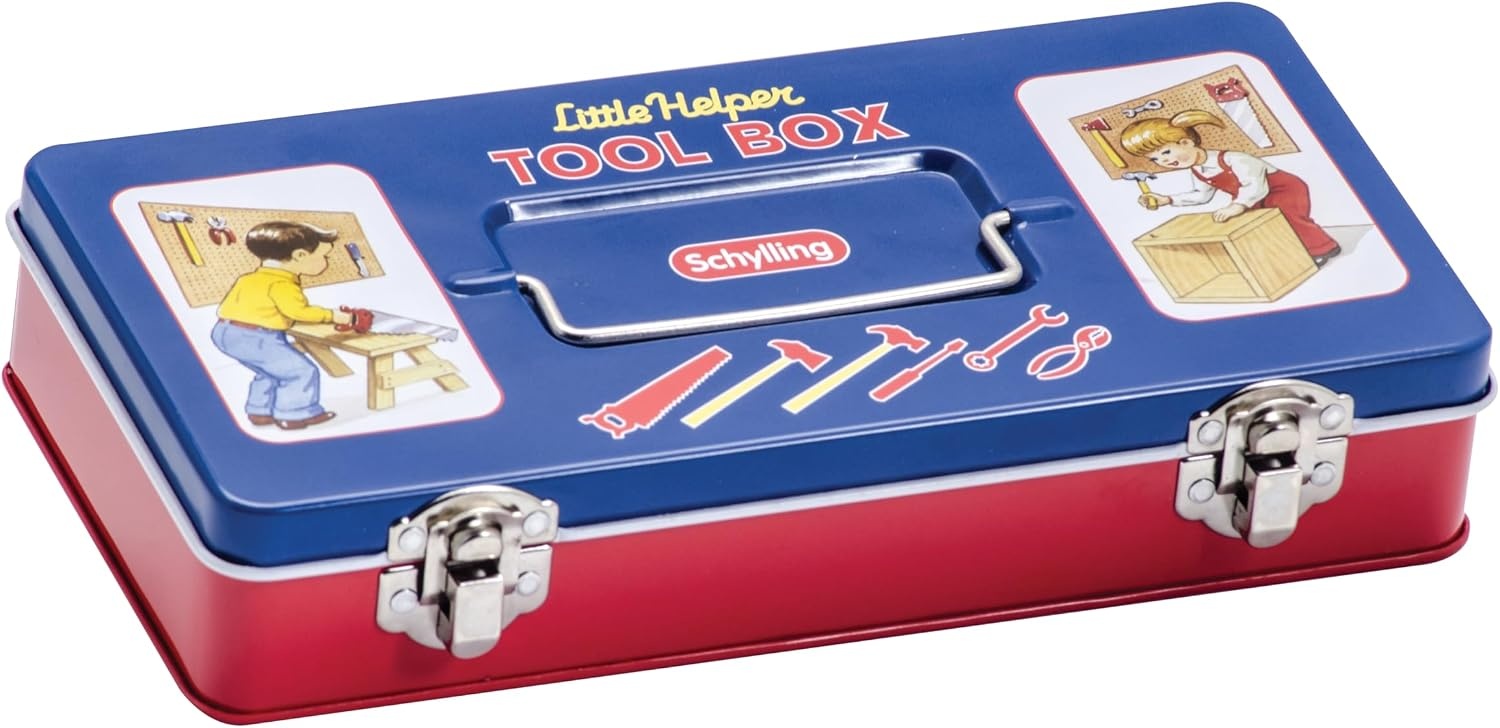 image:imageSchylling Toy Tin Tool Box with Tools Metal Case Including 6 Tools Ages 3