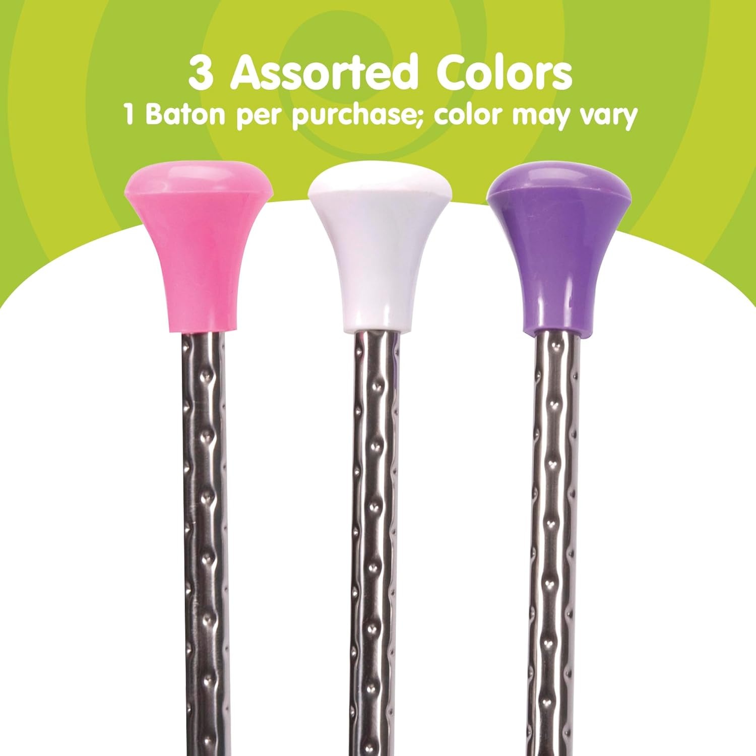 image:imageSchylling Twirling Baton Metal Kids Baton Rubberized Ends in Assorted Pink White and Purple Colors Ages 3 and Up One Baton