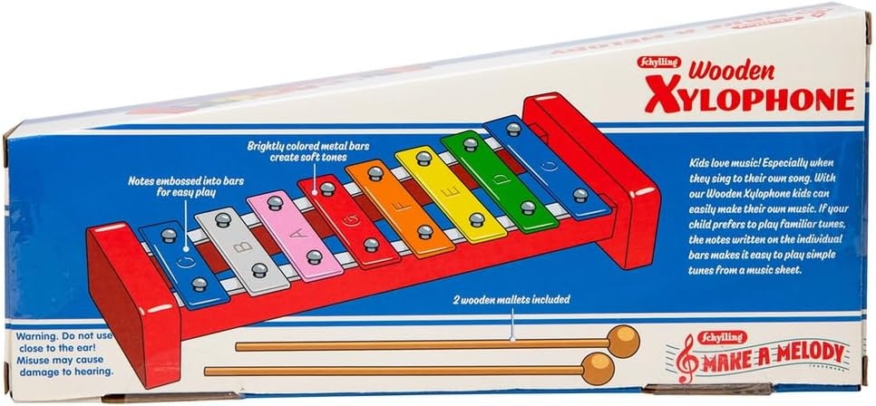 image:imageSchylling Wooden Xylophone Colorful Kids Instrument Includes Wooden Mallets and Embossed Metal Keys Ages 3 and Up