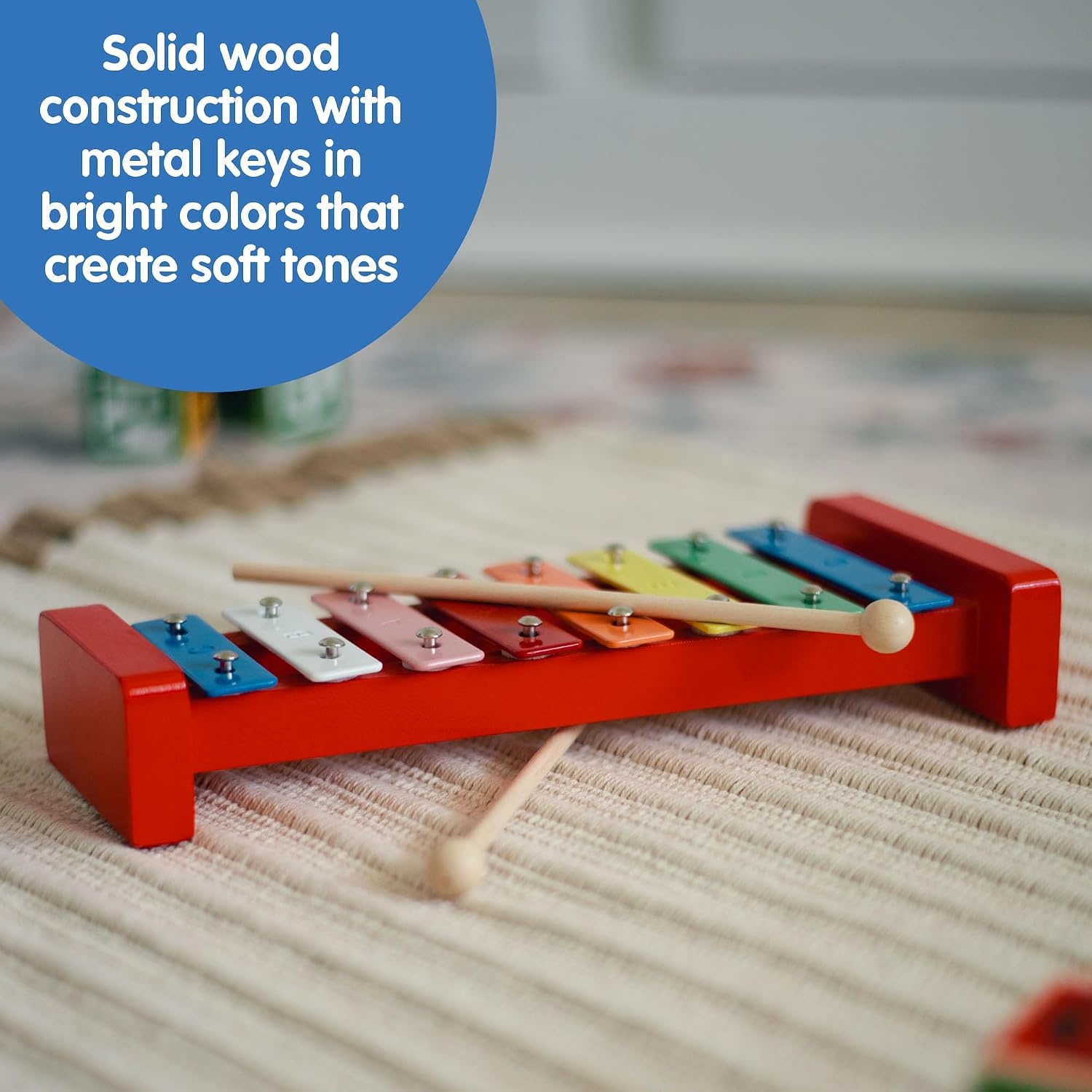 image:imageSchylling Wooden Xylophone Colorful Kids Instrument Includes Wooden Mallets and Embossed Metal Keys Ages 3 and Up