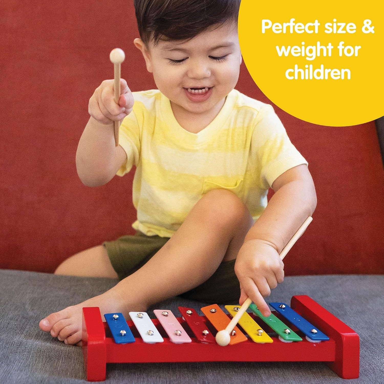 image:imageSchylling Wooden Xylophone Colorful Kids Instrument Includes Wooden Mallets and Embossed Metal Keys Ages 3 and Up