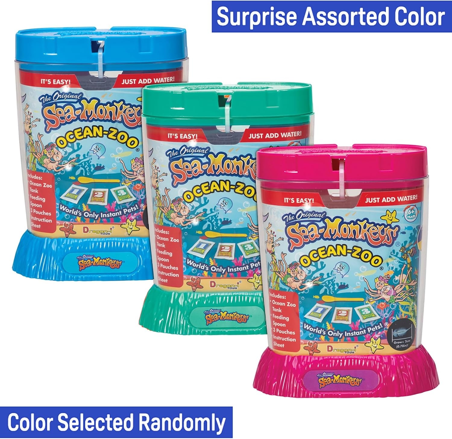 image:imageSeaMonkey Ocean Zoo Surprise Assorted Color 57 Aquarium Worlds Only Instant Pet Tiny Brine Shrimp Growth Set Educational Kit Kids Ages 6