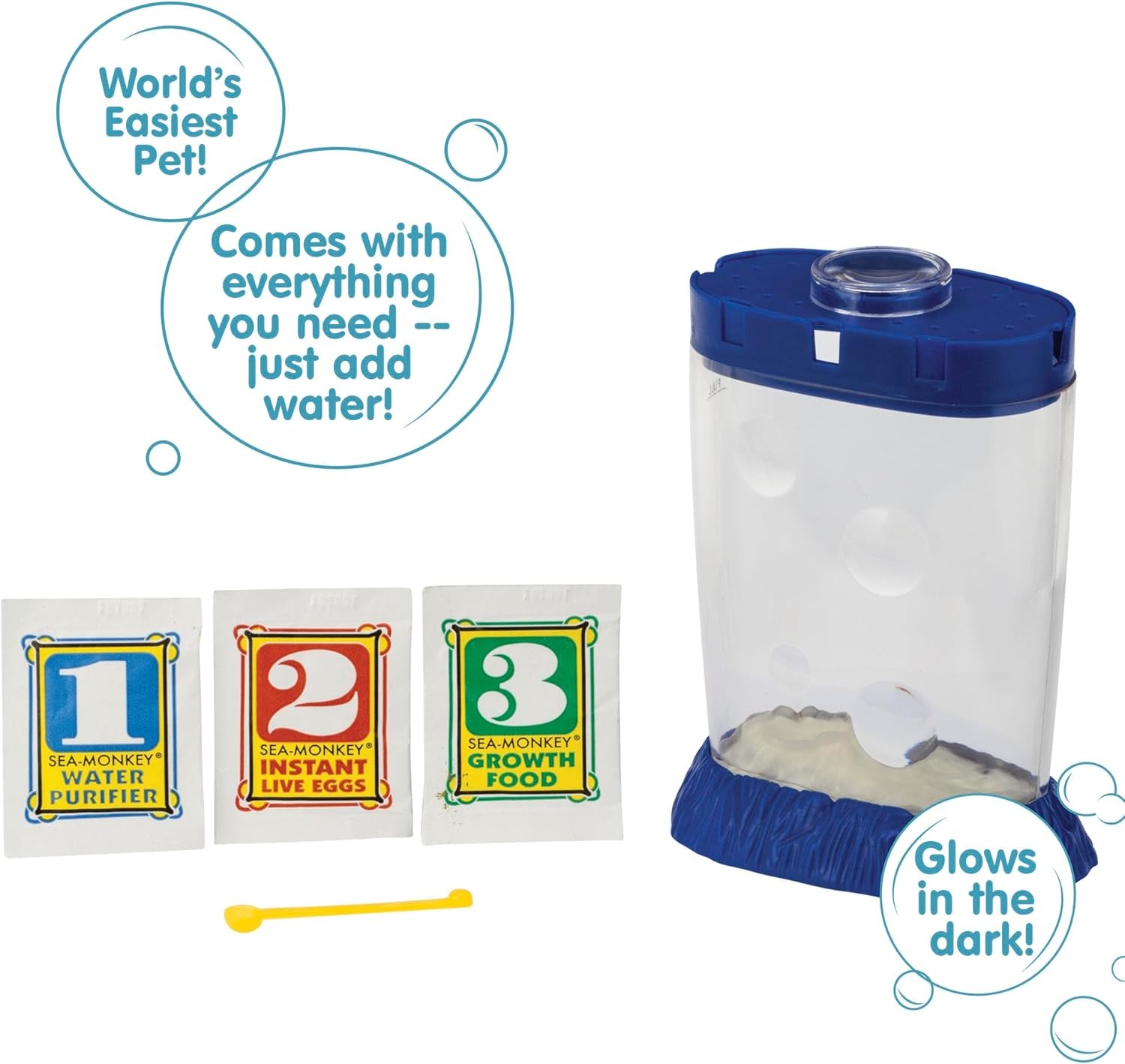 image:imageSeaMonkeys Magiquarium Worlds Easiest NoMess Pet Grow Your Own Pet in a LightUp Aquarium Ages 6 and Up One Kit