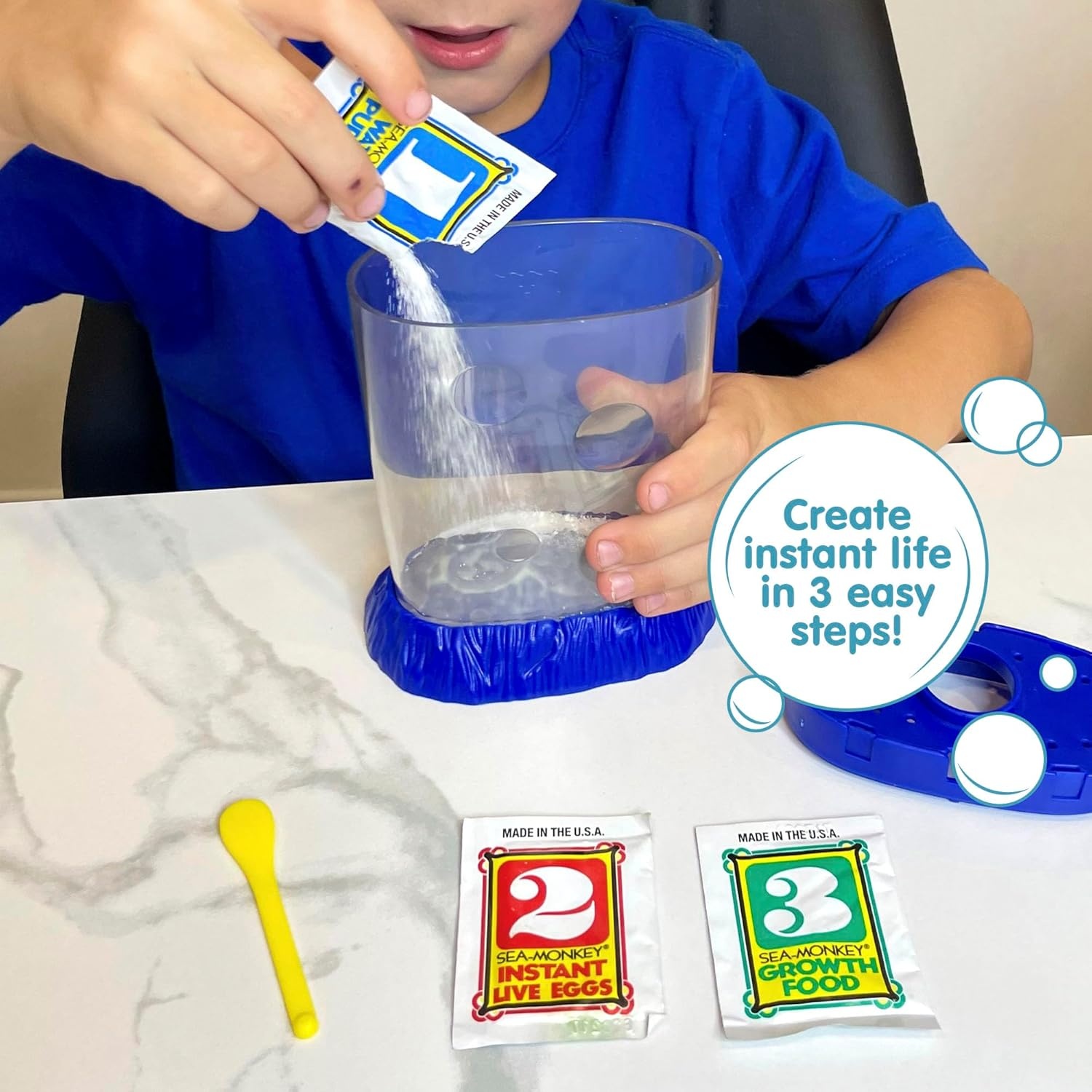 image:imageSeaMonkeys Magiquarium Worlds Easiest NoMess Pet Grow Your Own Pet in a LightUp Aquarium Ages 6 and Up One Kit