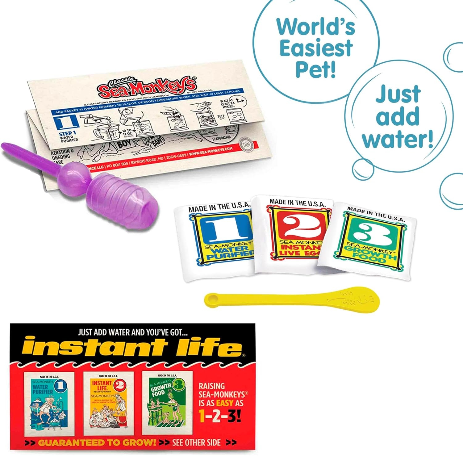 image:imageSeaMonkeys Retro Instant Life Kit Tiny Brine Shrimp Growth Set Worlds Only Instant Pet Create Life Just Add Water Educational Kit Kids 6