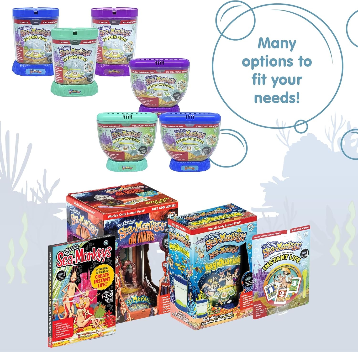 image:imageSeaMonkeys Retro Instant Life Kit Tiny Brine Shrimp Growth Set Worlds Only Instant Pet Create Life Just Add Water Educational Kit Kids 6