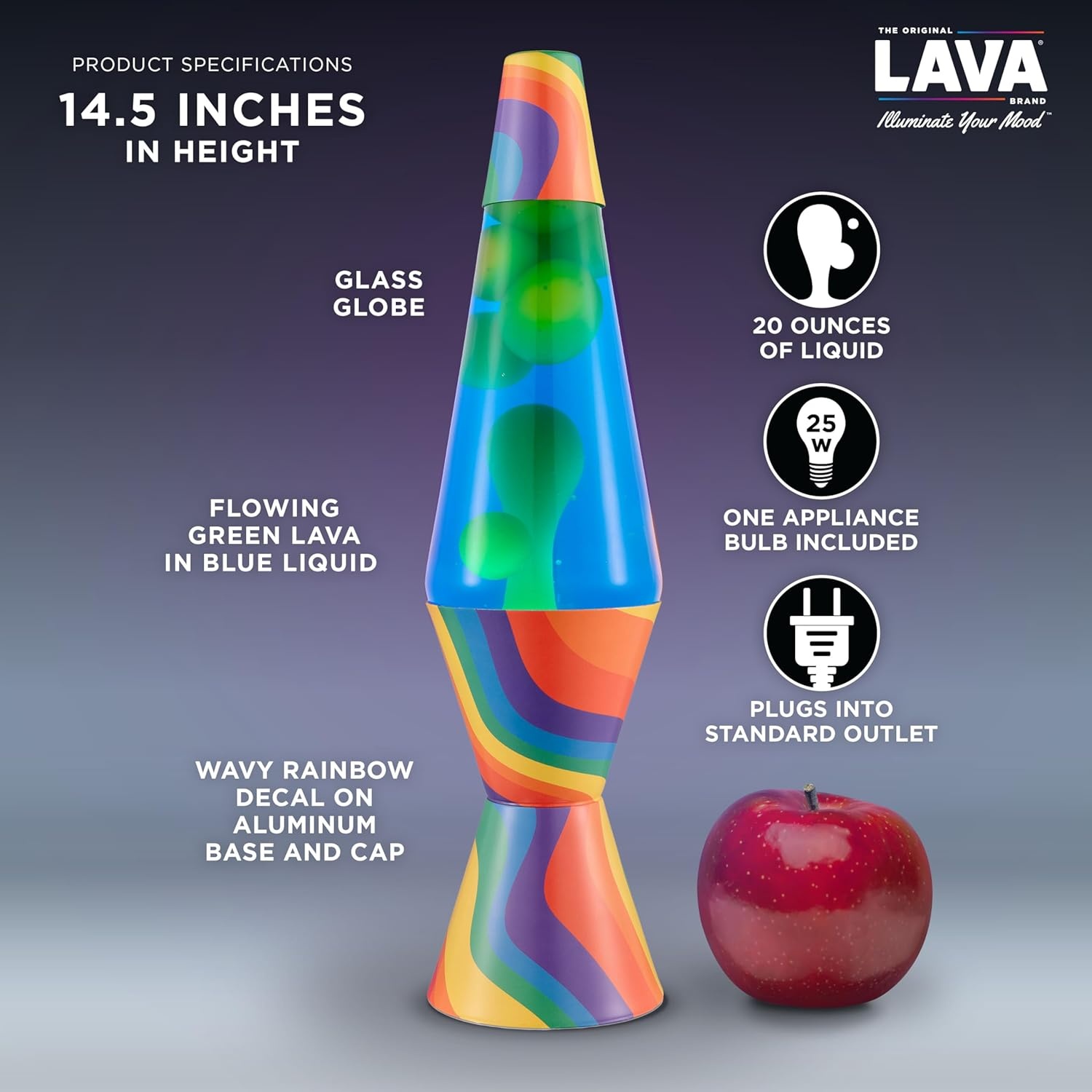 image:imageThe Original Lava Lamp 145 Aurora Borealis Classic Liquid Motion Lamp Purple Wax and Blue Liquid Item 2047 Amazon Exclusive145 Inch