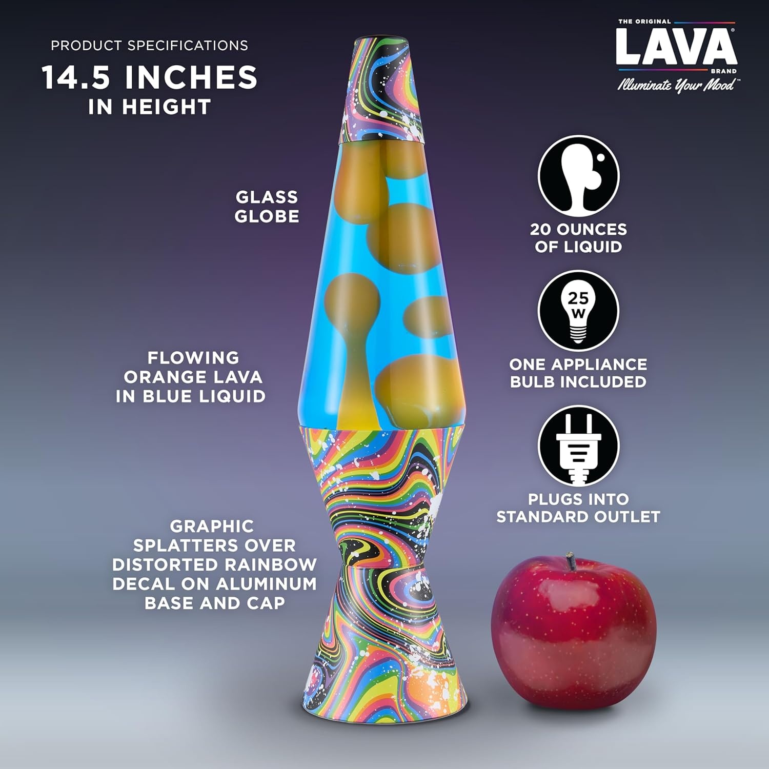 image:imageThe Original Lava Lamp 145 Aurora Borealis Classic Liquid Motion Lamp Purple Wax and Blue Liquid Item 2047 Amazon Exclusive145 Inch