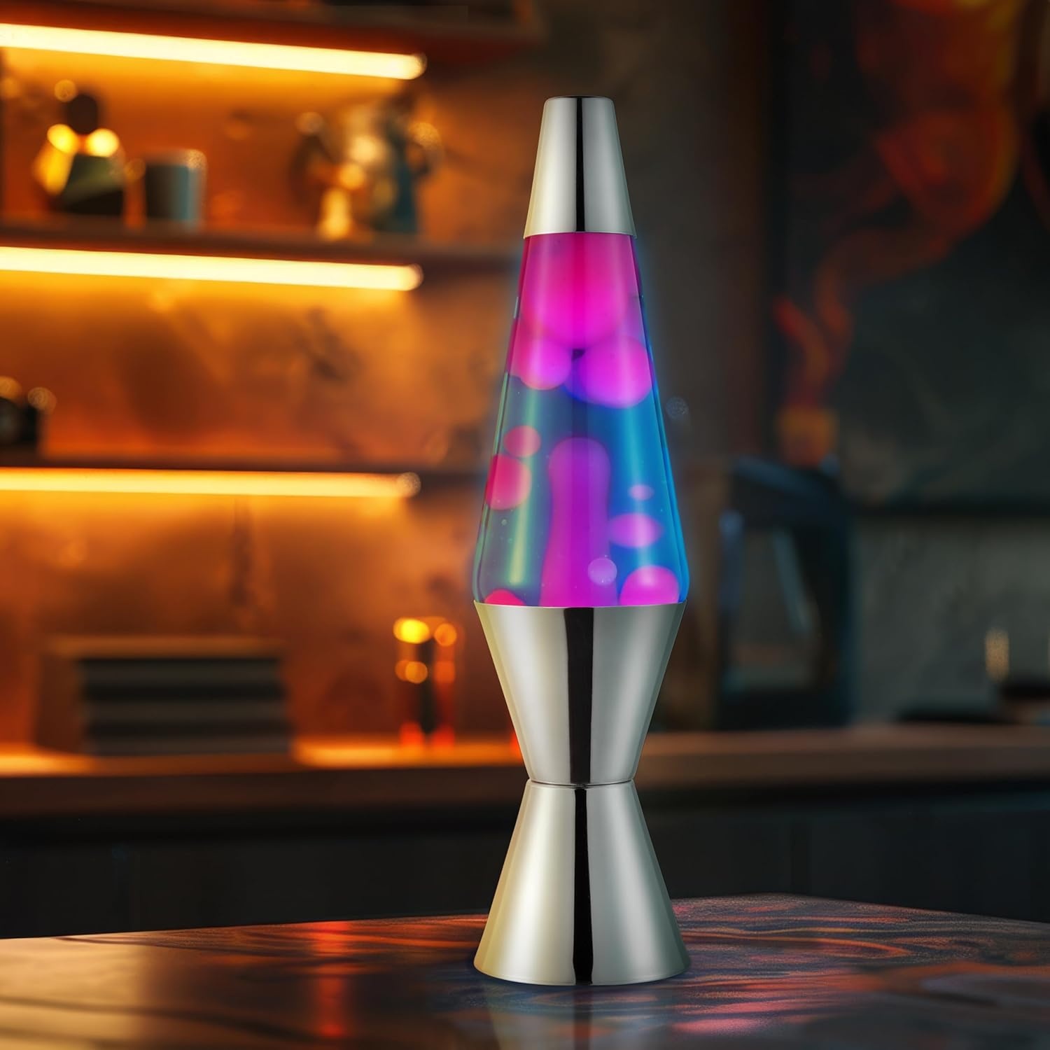 image:imageThe Original Lava Lamp 145 Grinning Globs Classic Liquid Motion Lamp Yellow Lava and Orange Liquid Item 2094 Amazon ExclusiveBlue