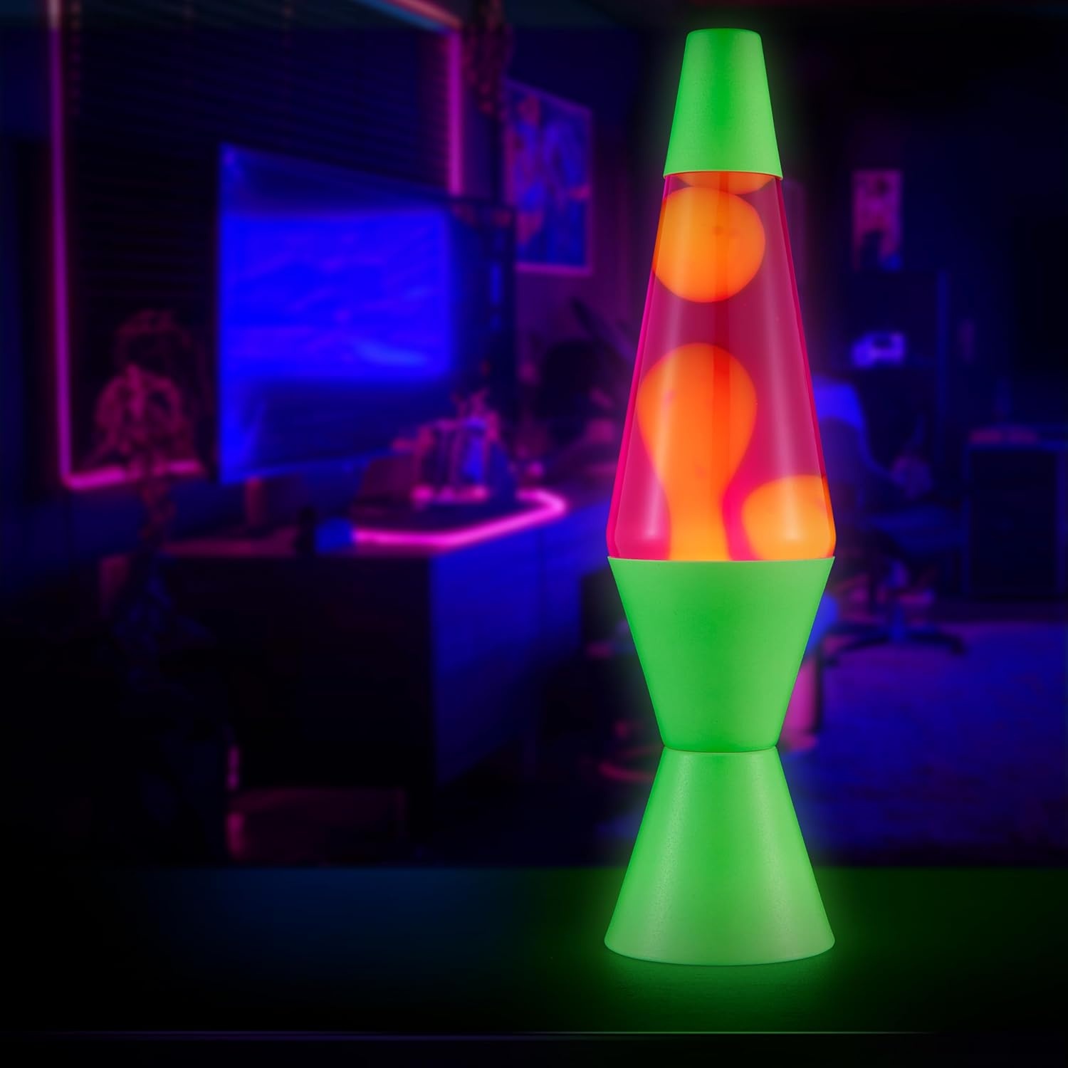 image:imageThe Original Lava Lamp 145 Grinning Globs Classic Liquid Motion Lamp Yellow Lava and Orange Liquid Item 2094 Amazon ExclusiveGreen