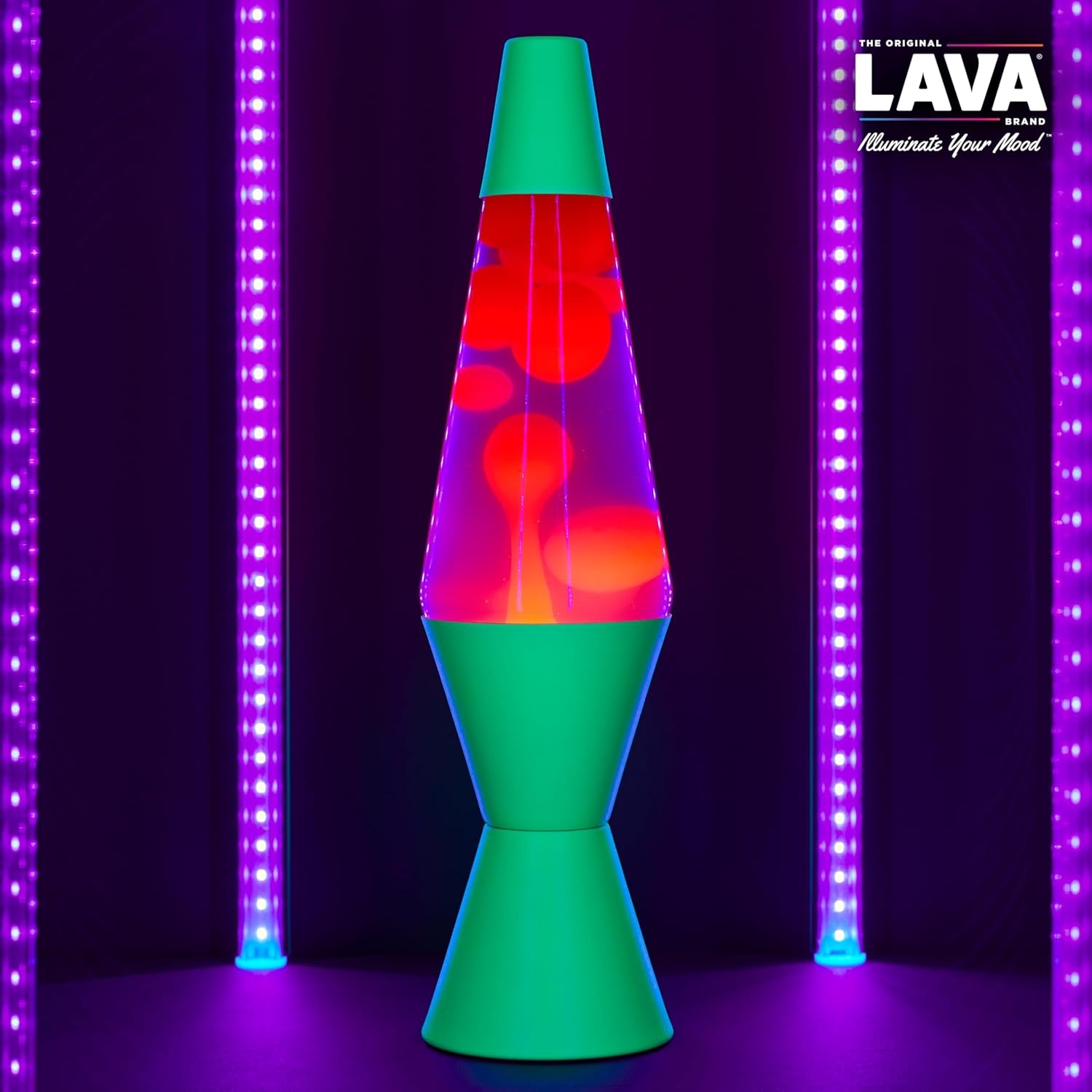 image:imageThe Original Lava Lamp 145 Grinning Globs Classic Liquid Motion Lamp Yellow Lava and Orange Liquid Item 2094 Amazon ExclusiveGreen