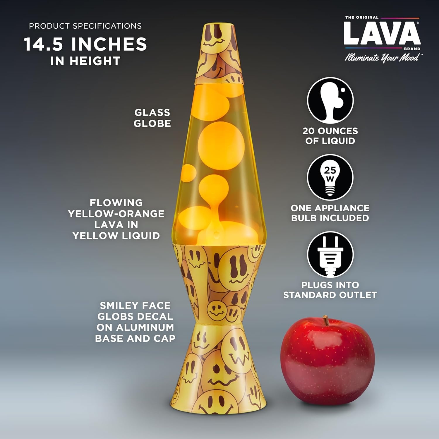 image:imageThe Original Lava Lamp 145 Grinning Globs Classic Liquid Motion Lamp Yellow Lava and Orange Liquid Item 2094 Amazon ExclusiveOrange