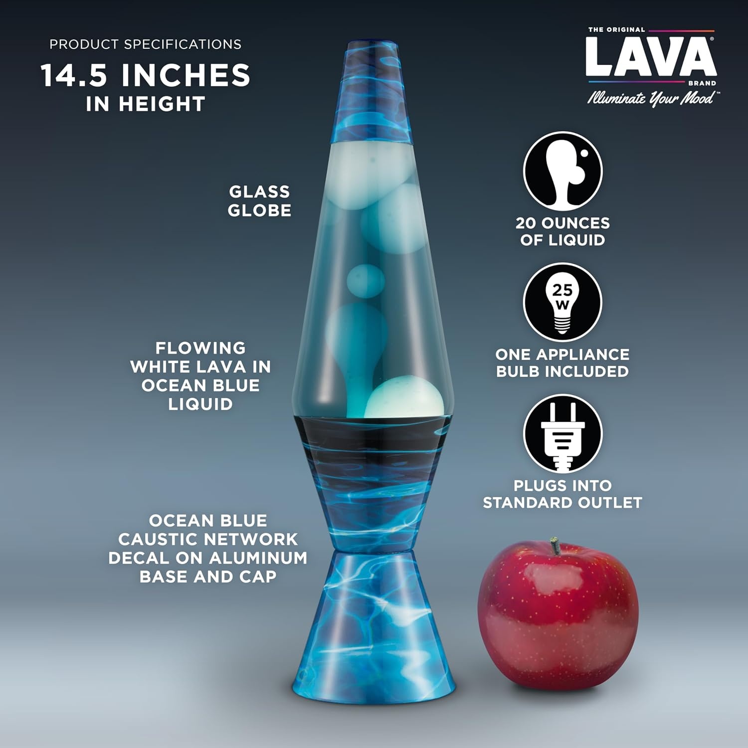 image:imageThe Original Lava Lamp 145 Night Swim Classic Liquid Motion Lamp White Wax and Blue Liquid Item 2095 Amazon Exclusive