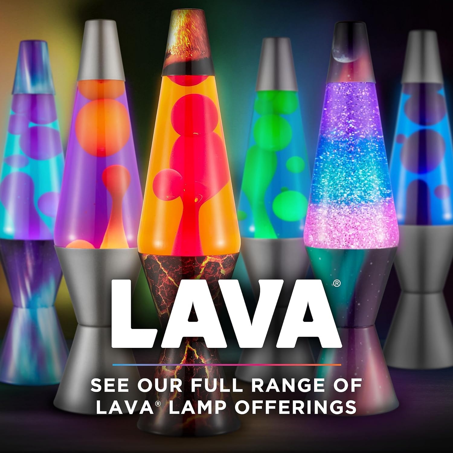 image:imageThe Original Lava Lamp 145 Volcanic Crags Classic Liquid Motion Lamp Red Wax and Orange Liquid 2078 Amazon Exclusive145 inches